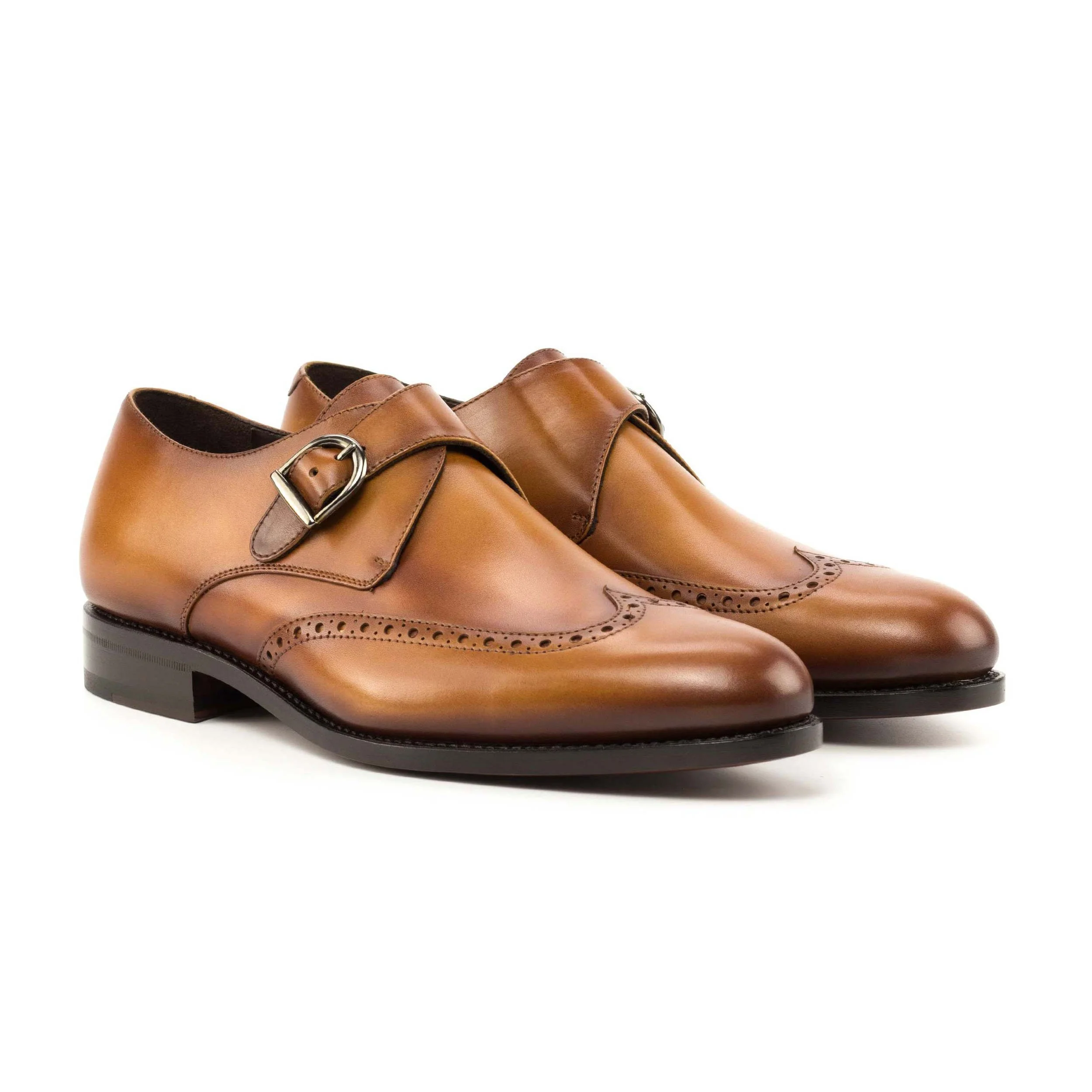 STEWART COGNAC LEATHER SINGLE MONK
