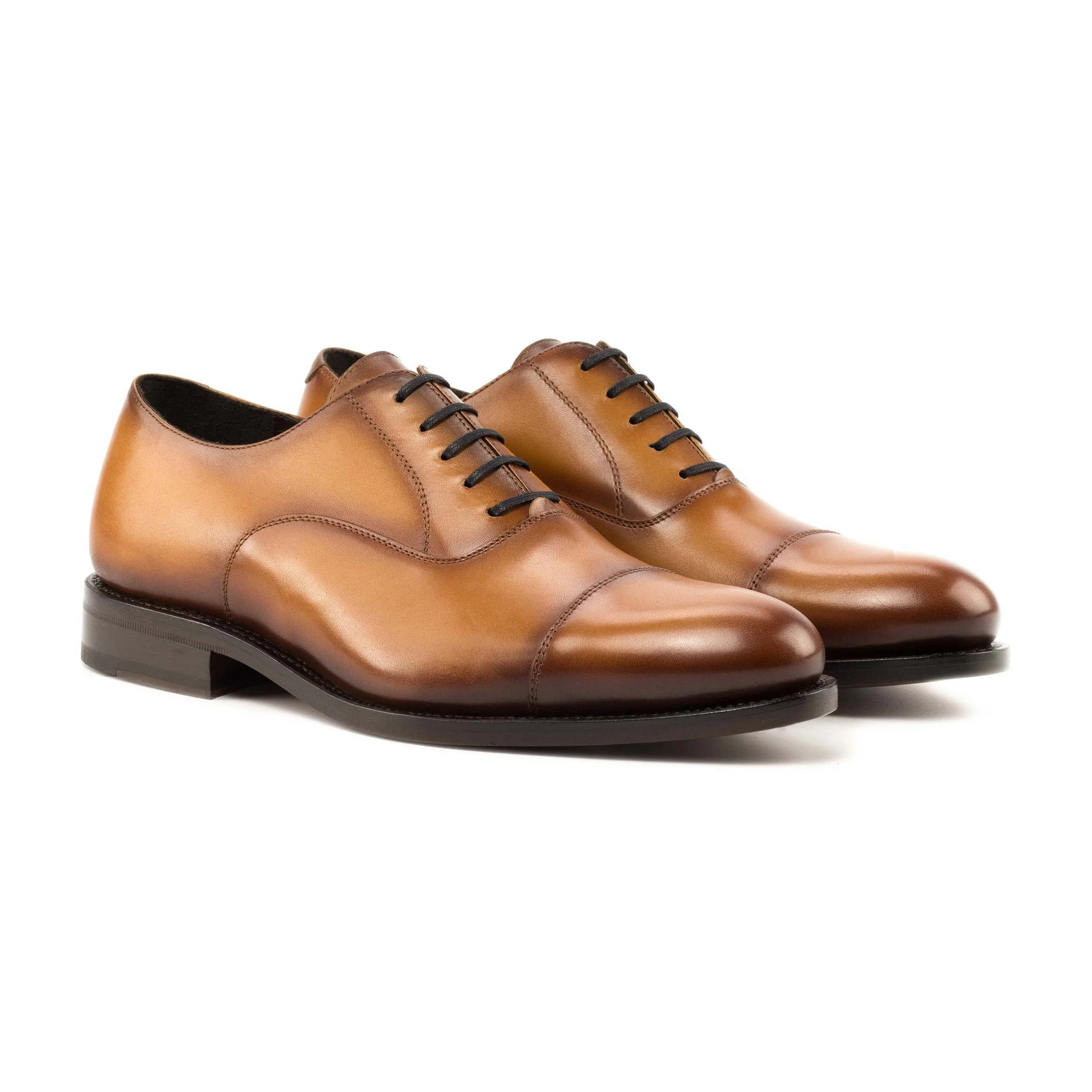 LAWRENCE COGNAC LEATHER CAP TOE OXFORD