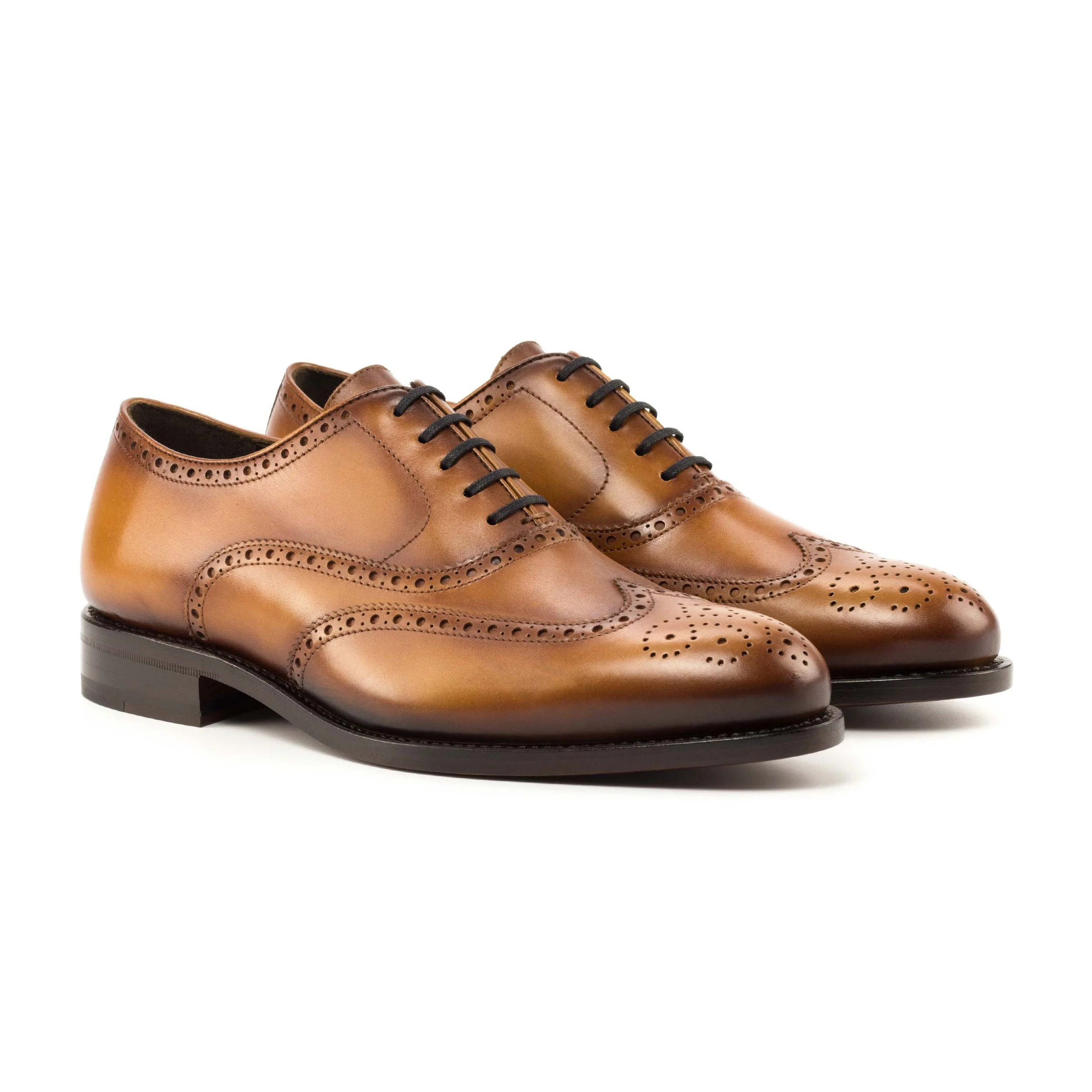 JONAS COGNAC LEATHER WINGTIP BLUCHER