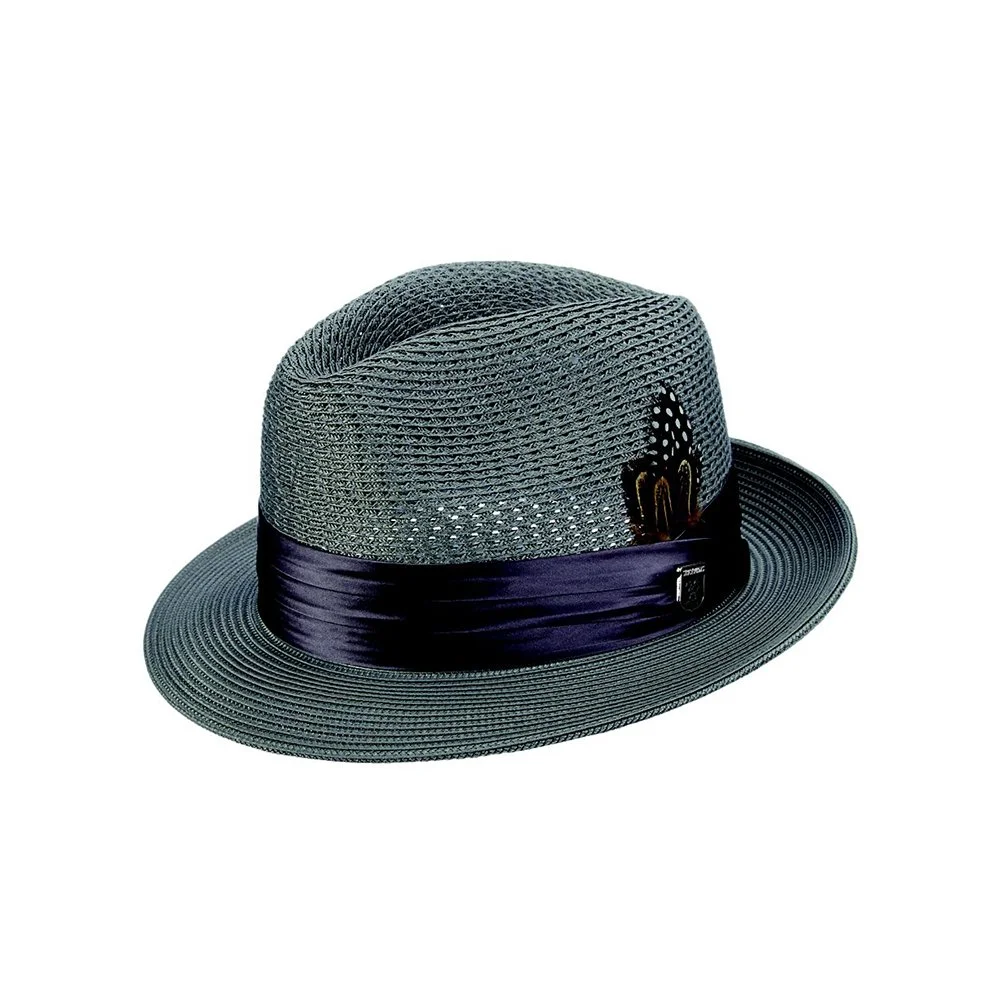 DUBLIN GREY BRAIDED STRAW FEDORA