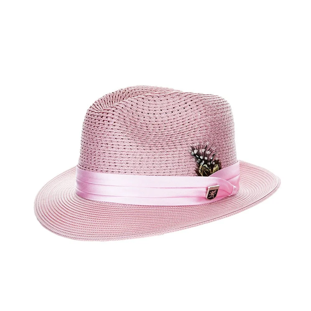 DUBLIN PINK BRAIDED STRAW FEDORA