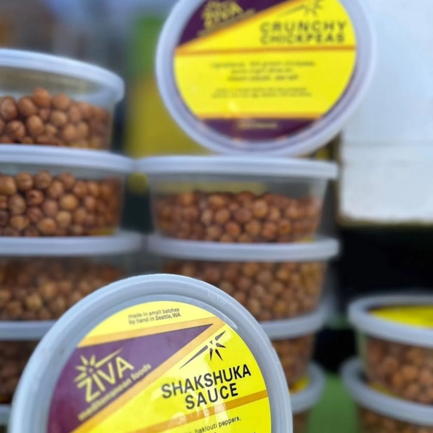 Just highlighting a couple of our specialty items...

Crunchy Chickpeas are back this weekend only!  Limit of 2 per customer at the market, but no limit if you pre-order on our website for market pickup! 

Shakshuka Sauce has been one of our staples 