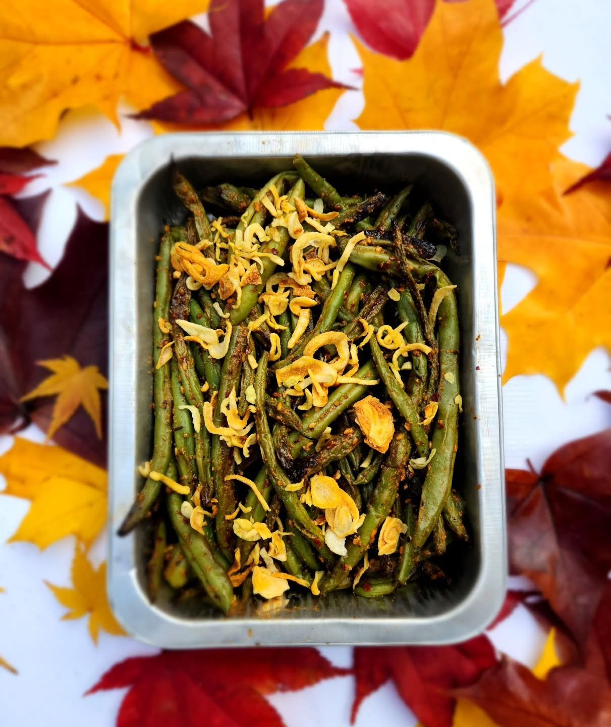 ZIVA Thanksgiving Sides and Sauces, one by one:

Dukkah-Roasted Green Beans: Fresh green beans, roasted with ZIVA Dukkah seasoning and topped with frizzled onions.

We are making everything but the turkey and dessert.&nbsp; Choose from 8 different it