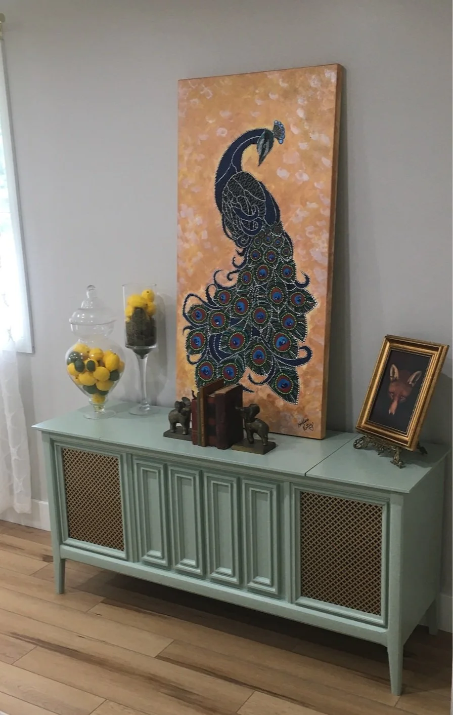 "Peacock" Aboriginal Pointillism Panting 