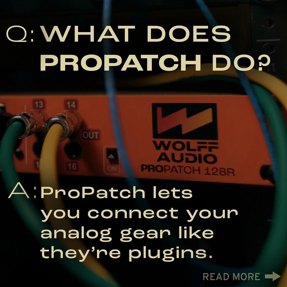 ProPatch is coming soon. Connect, route, and create analog signal chains - all with the click of a mouse. 

#wolffaudio #propatch #digitalpatchbay #analoggear #outboardgear #mixing #mastering #recordingstudio