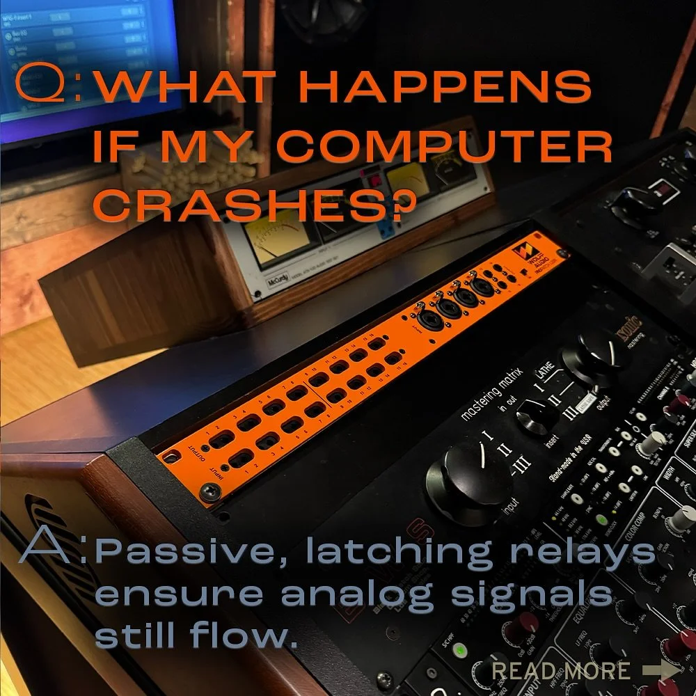 Computer crashes? Power goes out? No problem. ProPatch&rsquo;s passive, latching relays ensure analog signals still flow.

📷: @infrasonicsound 

#propatch #analoggear #digitalpatchbay #patchbay #proaudio #audio #audioengineer #musicproduction #recor