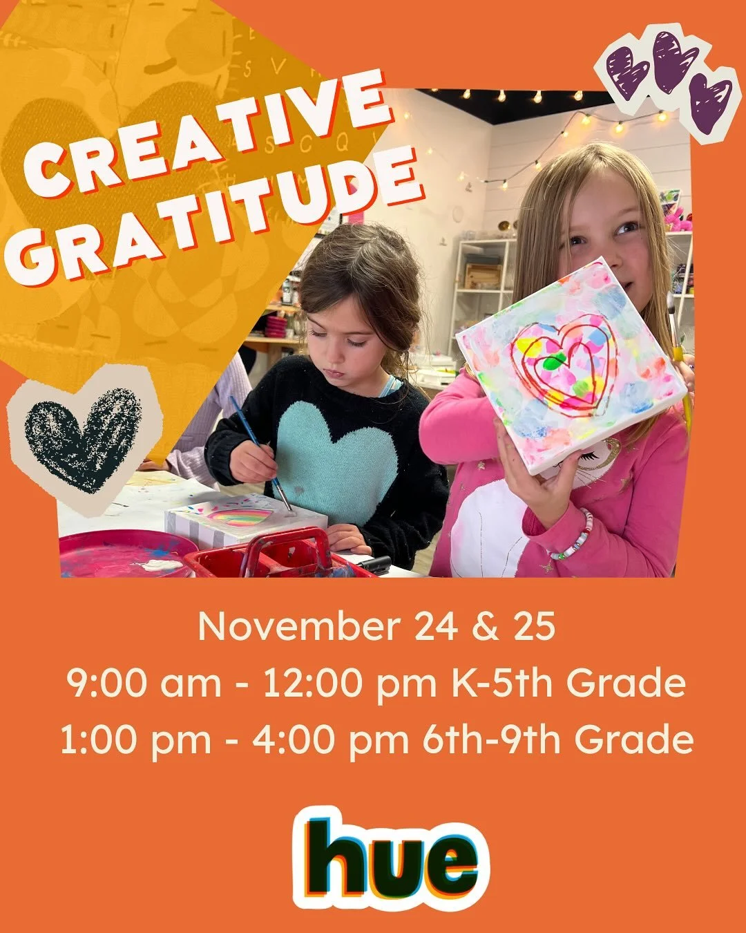 The highly anticipated two-day art camp is open for enrollment. Campers will experiment with a variety of materials, express appreciation through color and texture! 

It&rsquo;s the perfect way to head into the season with full hearts and inspired ha