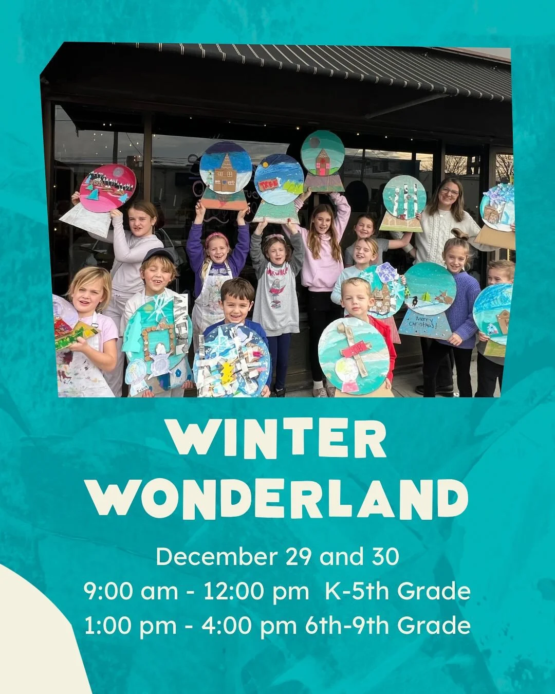 End the year with some creative fun!! 🤩 ❄️ 
Two sessions offered&mdash;morning kiddos and afternoon teens!

Can&rsquo;t wait!