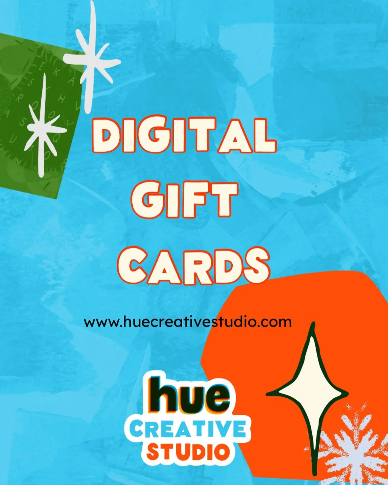 Experiences&gt;things!
Digital gift cards available at huecreativestudio.com
