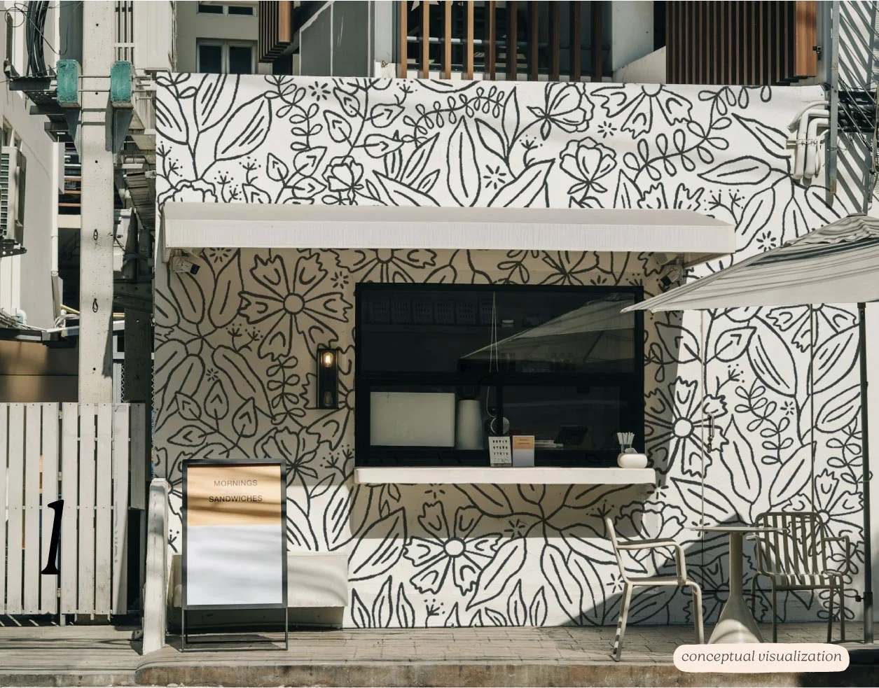 mikaela karthik design bay area mural artist_botanical line art coloring book style urban building facade mural.jpg
