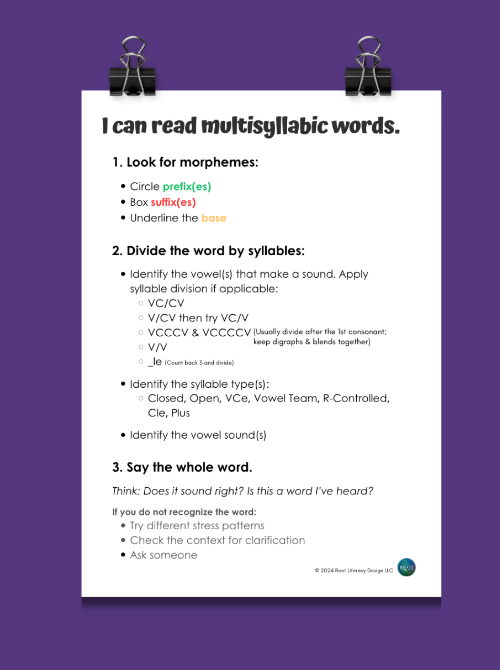 Syllable Division Patterns Poster 12x18