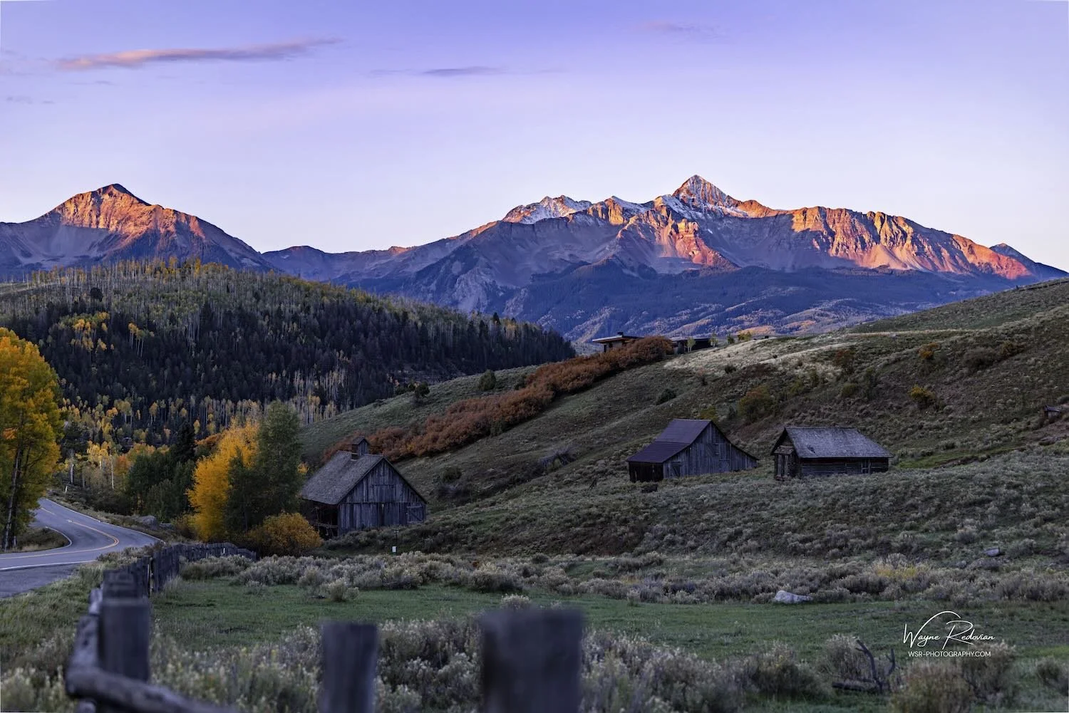 Alpenglow Sunrise at the Aldasoro Barns