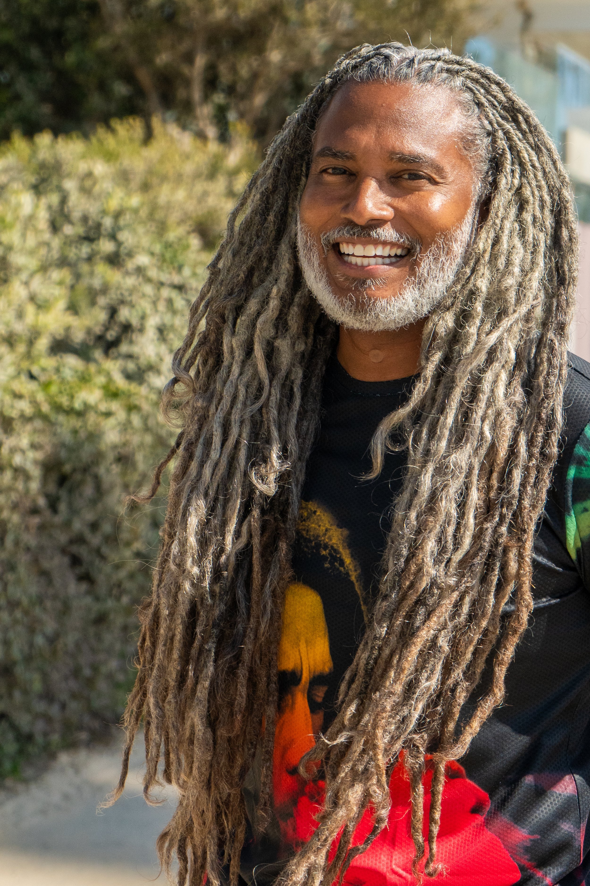 Erik models for a photoshoot in Los Angeles, California on March 28, 2024. Erik said he thinks the purpose of life is, “Love.”