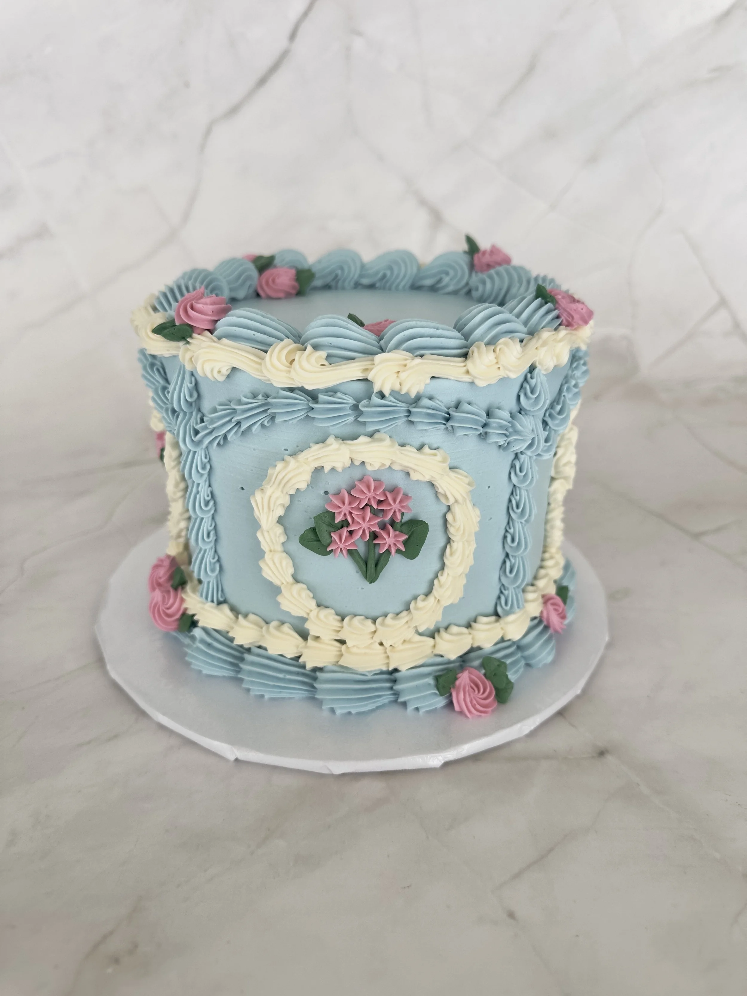 Bridgerton Vintage Birthday Cake with Buttercream Florals