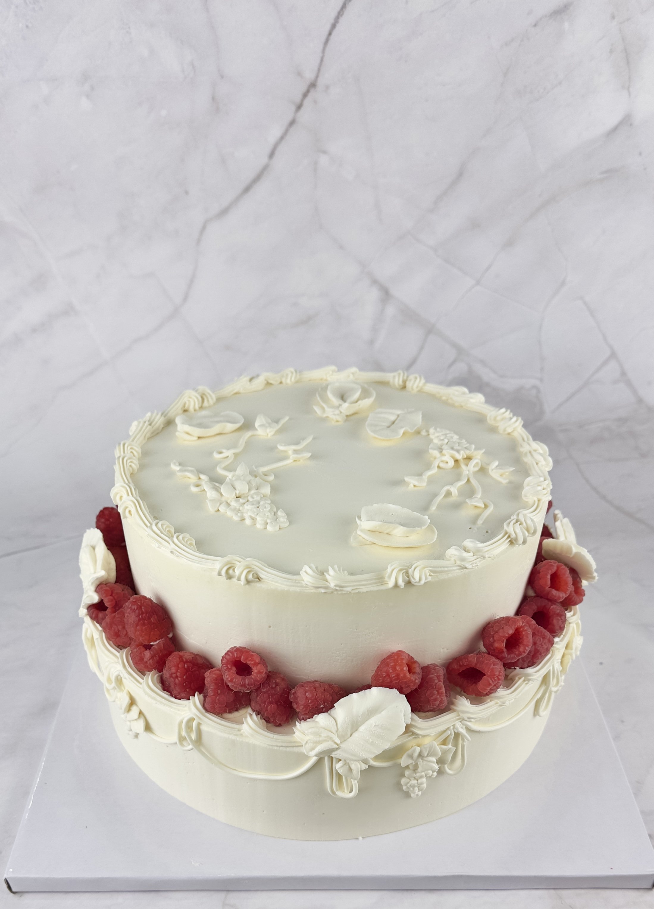 Short Two Tier Vineyard Wedding Cake with Fresh Fruit