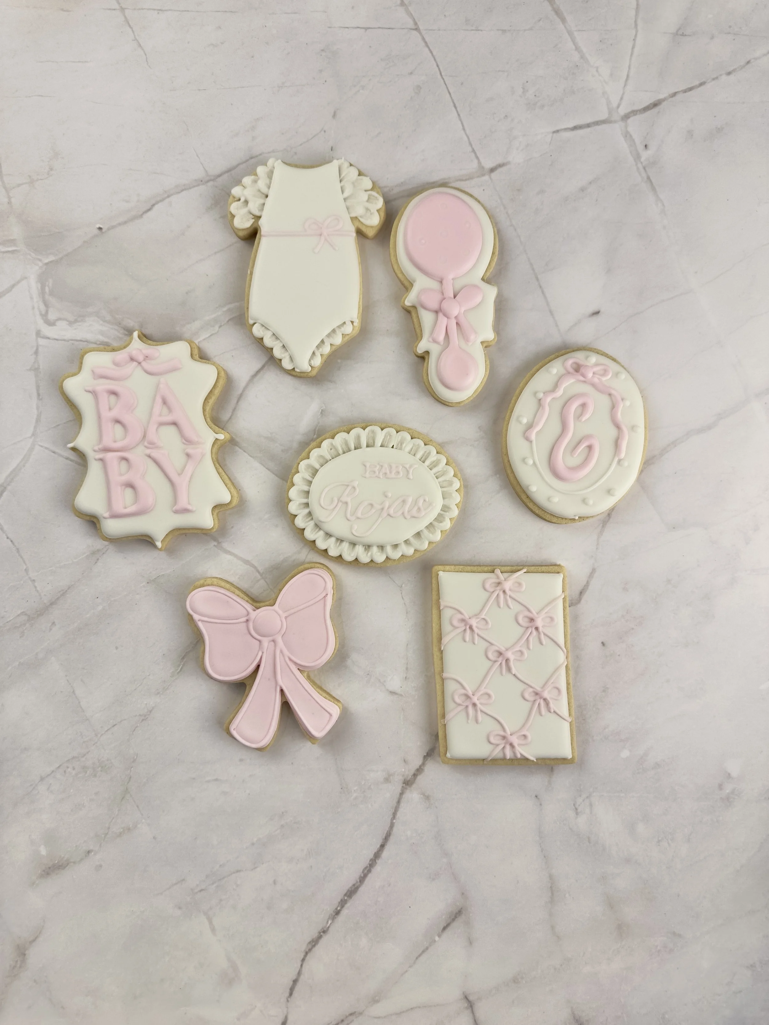 Pinks & Bows Baby Shower Sugar Cookies with Royal Icing
