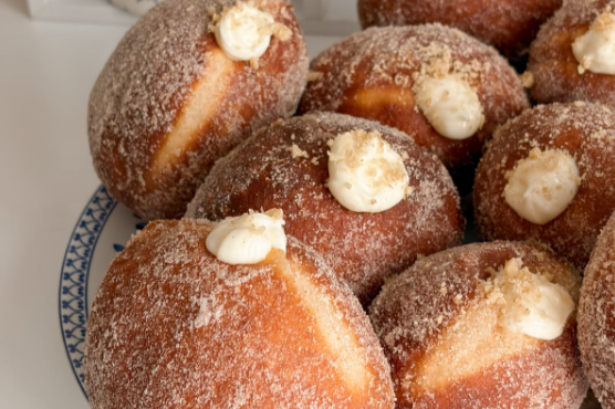 Sugar-Coated Diplomat Cream Filled Donuts