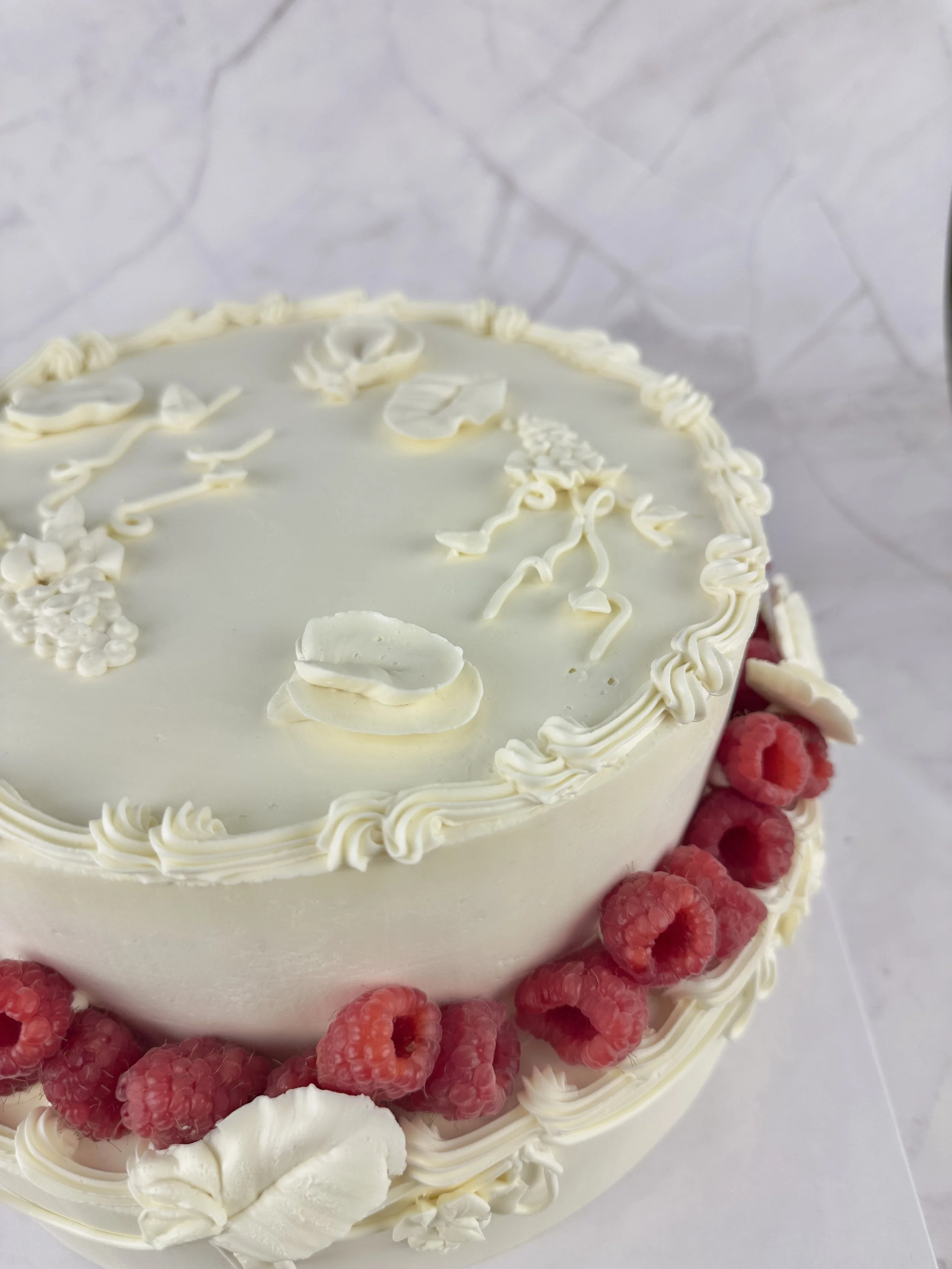 Short Two Tier Vineyard Wedding Cake with Fresh Fruit