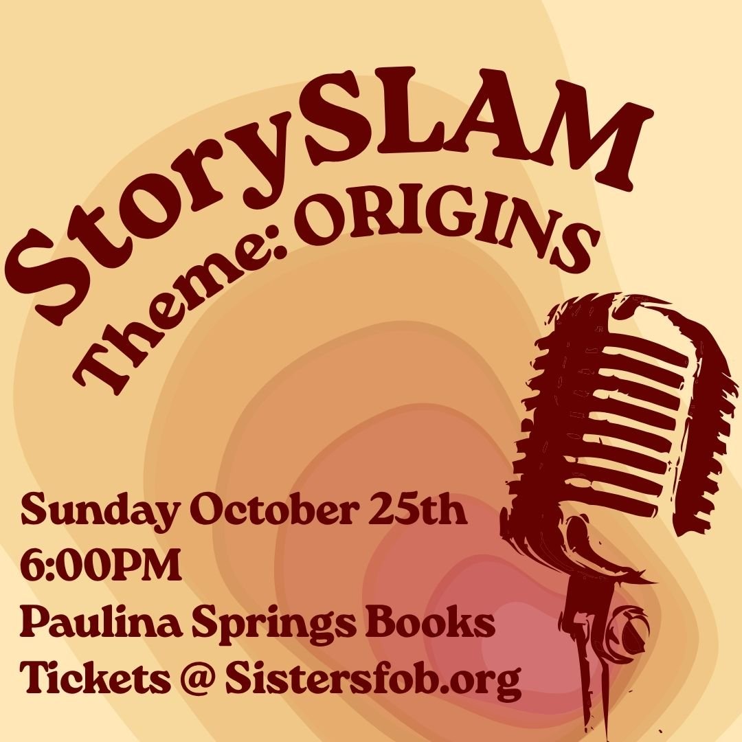 ⭐ Back by popular demand!
⭐ Community StorySLAM during Under Western Skies!
⭐ THEME: ORIGINS
⭐ Sign up to tell a story or just listen
⭐ Sunday October 25th, 6:00PM @paulinaspringsbooks 
⭐ $10 Tickets - link in bio!

You are invited to share a true, p
