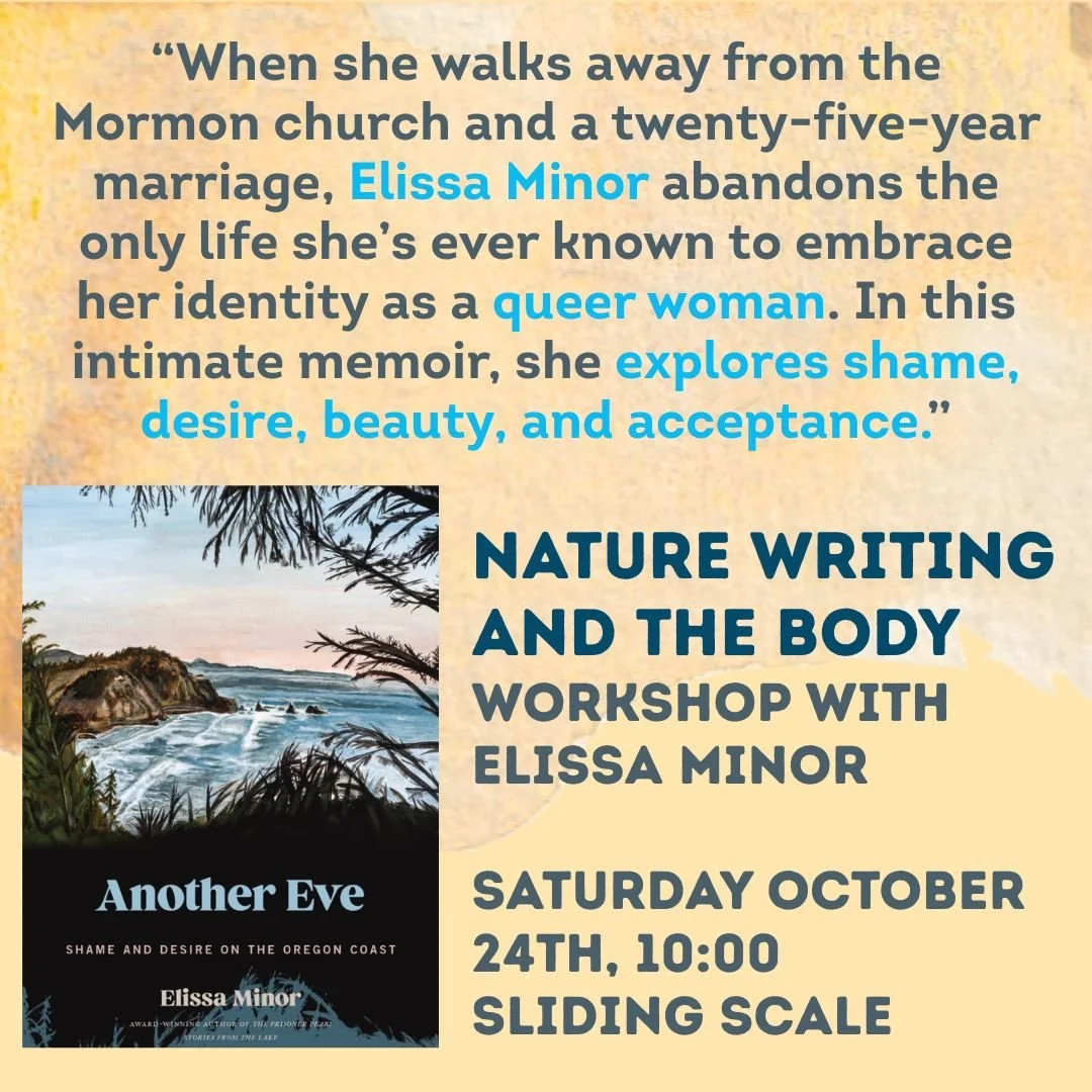 We are excited to welcome @eminor_bythesea as one of our featured authors at Under Western Skies!

Don't miss their workshop on Nature Writing and the Body
Saturday, October 24th, 10:00
@lazyzranch 
Sliding Scale Tickets
Learn more and reserve your s