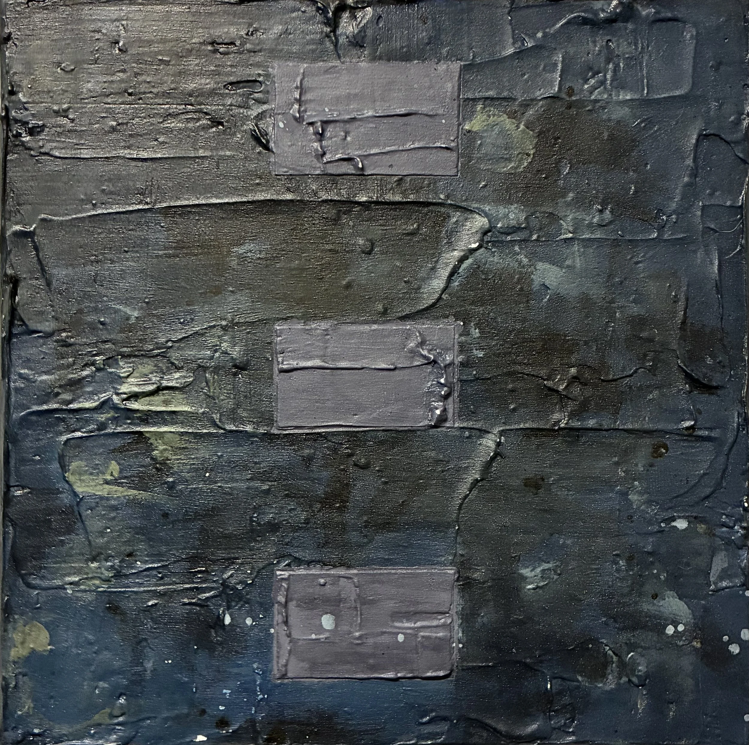 Echoes Of Rain, 2026 
Acrylic and plaster on canvas 
12 x 12 in