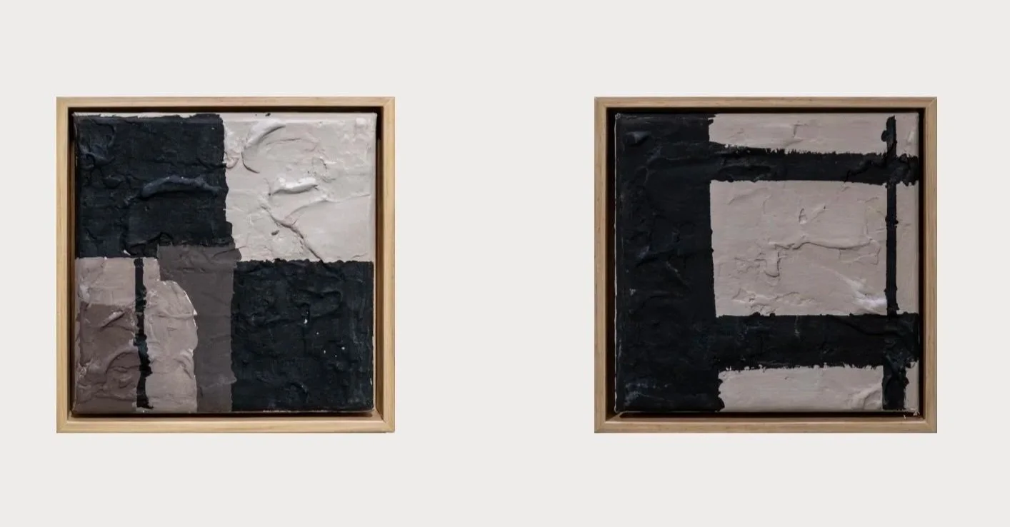 Lost Coordinates, 2025
Acrylic, plaster, and paper 
on canvas
(Set of 2)
Each 8 x 8