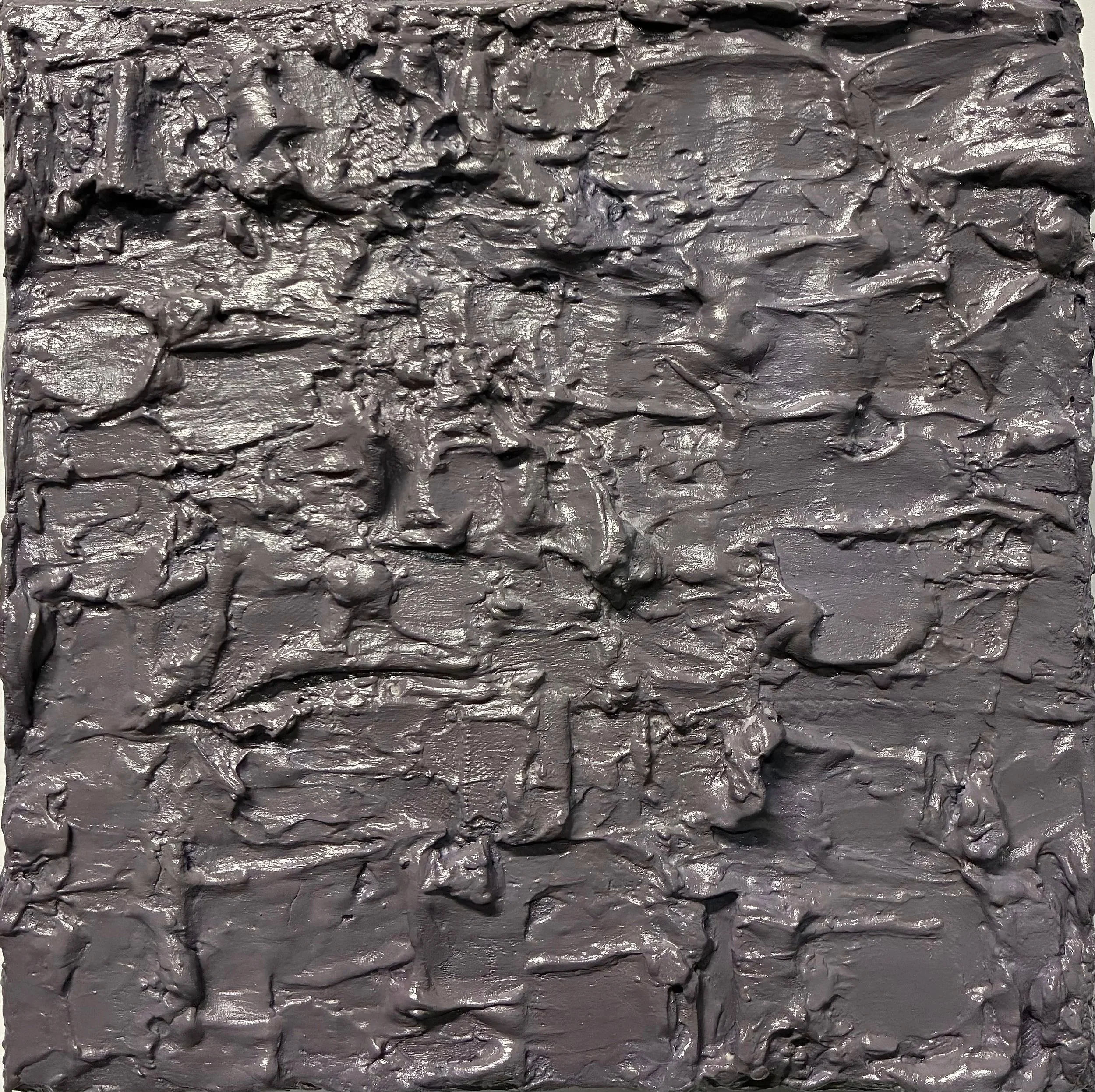 The Weight Of Violet, 2026 
Acrylic, plaster, and fabric on canvas 
10 x 10 in 