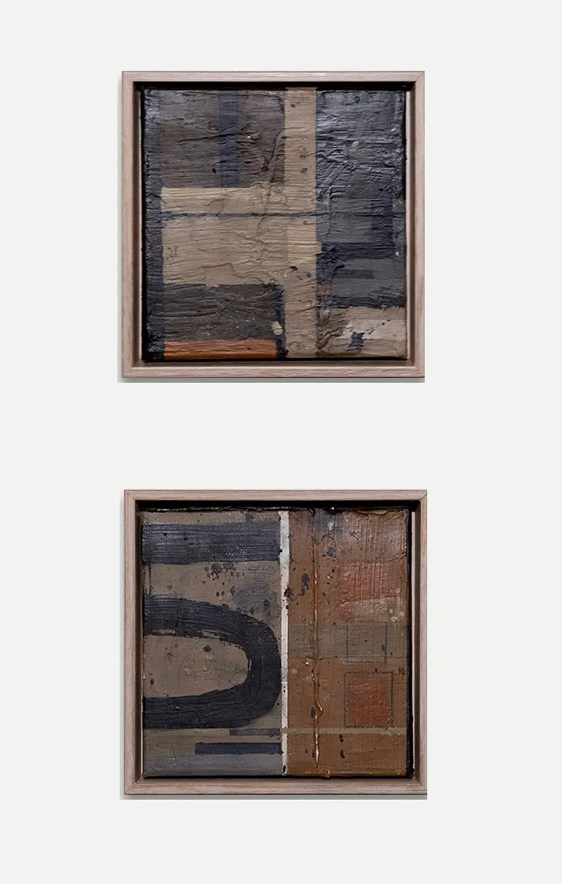 Under The Stone Veil / Leaving Traces, 2025
Acrylic, plaster, spray paint, and charcoal pencil on canvas
(Set of 2) each 8x8 in