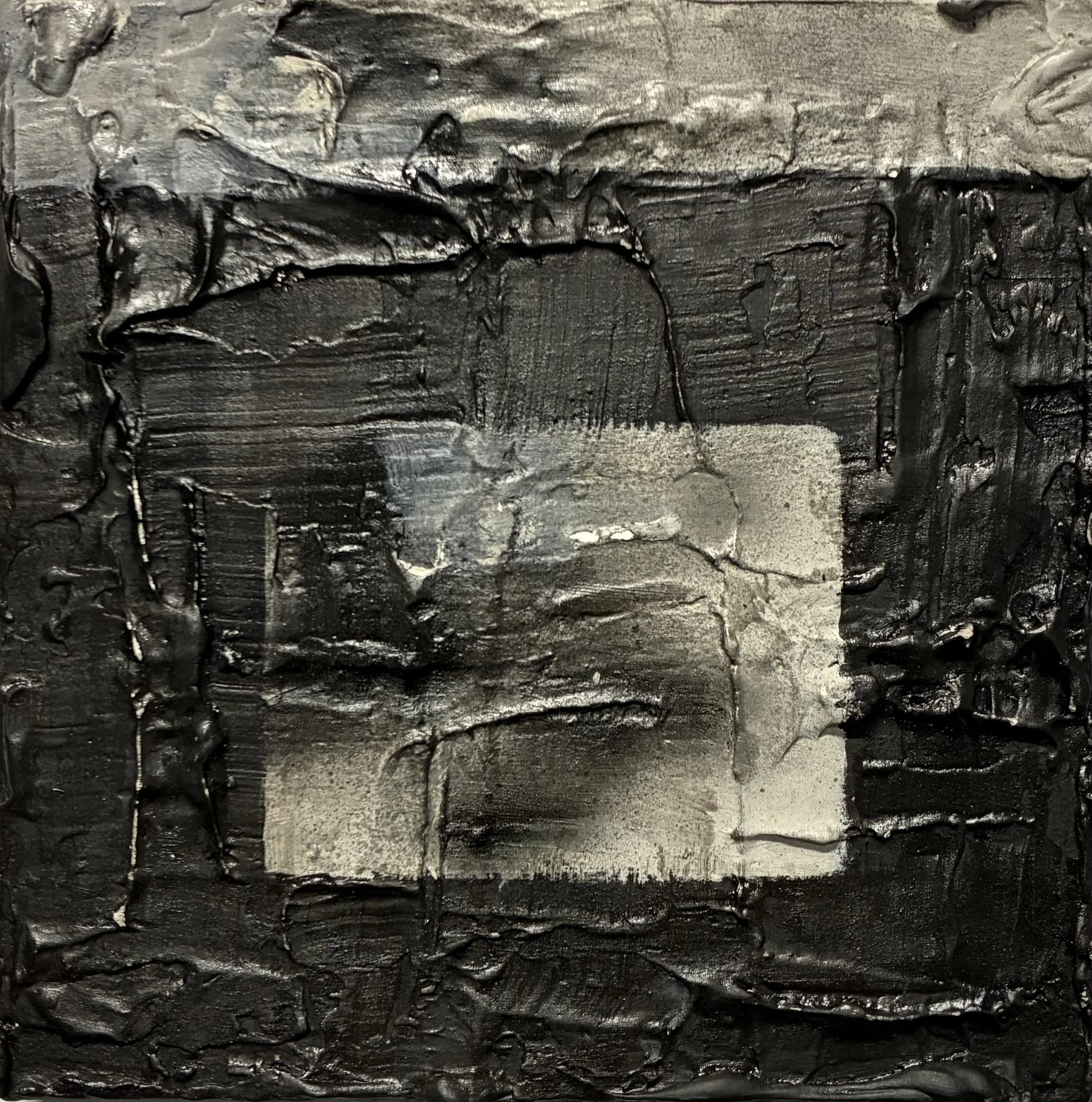 The Spark Changed Form, 2026 
Acrylic and plaster on canvas 
8 x 8 in