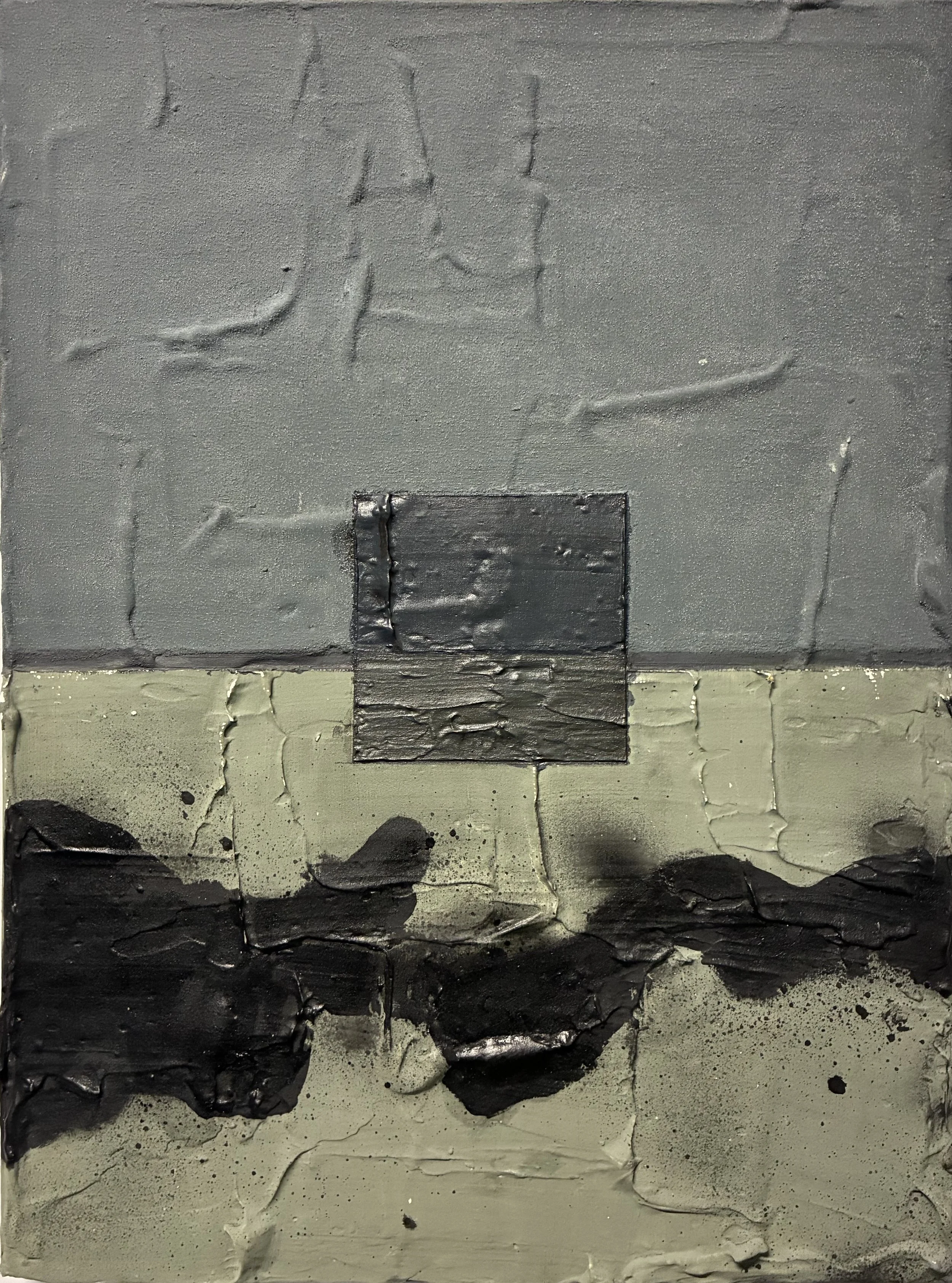 Drifting Memories, 2026
Acrylic, plaster, and spray paint on canvas
12 x 16 in