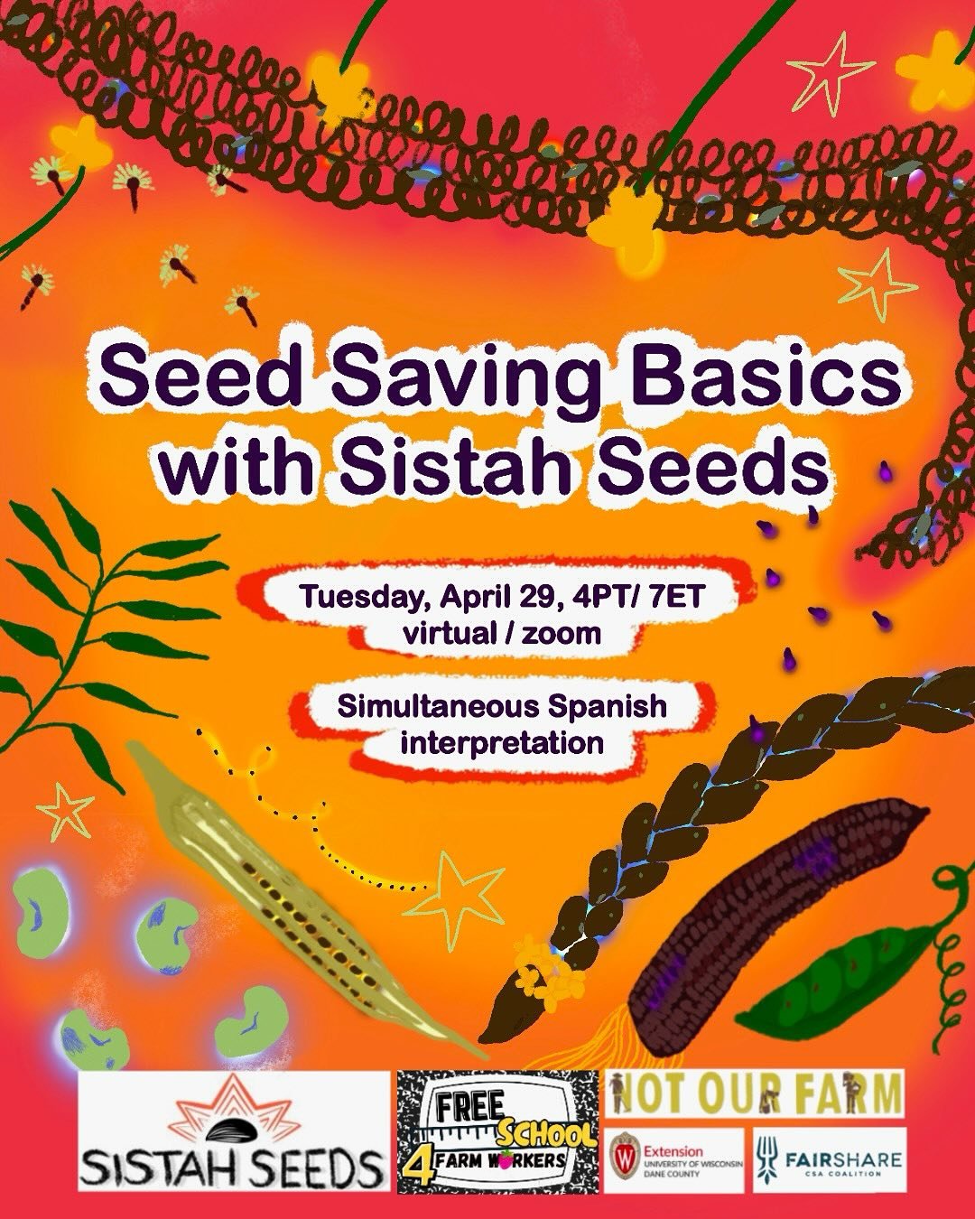 Espa&ntilde;ol abajo

Join us at our upcoming Free School teach-in where Amirah Mitchell of Sistah Seeds will lead us through the Basics of Seed Saving. Come prepared to learn about plant botany, characteristics and considerations across seed types (