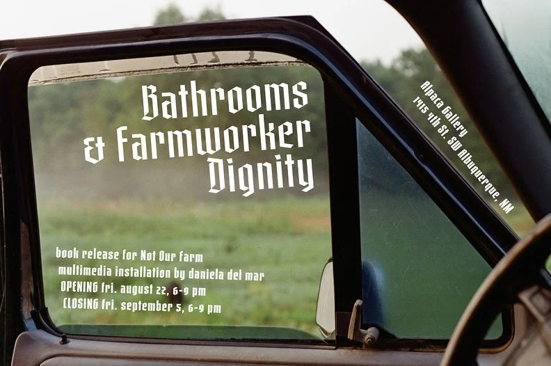 ALBUQUERQUE in-person event !
Alpaca gallery, 1415 4th St SW
opening reception  Aug 22 / 6-9pm
closing reception  Sept 5 / 6-9pm

Join us for the opening of a multimedia installation by daniela del mar inspired by our book, Bathrooms &amp; Dignity. 
