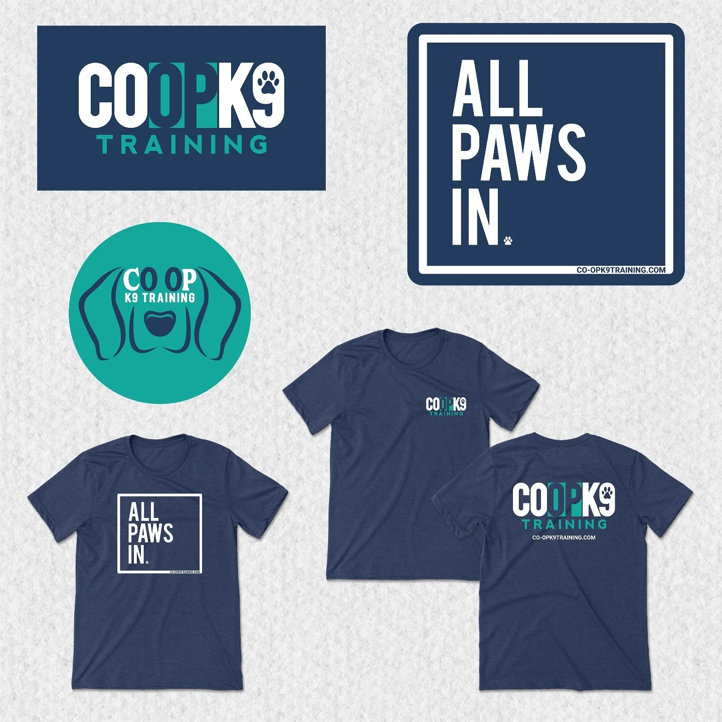 Some of the brand assets i made for @co_opk9. New logo, business cards, social media icons, stickers and tees. Love to see it all come together. Hit up Megan for all your dog training needs 🐶

#glasshousestudiosnc #gooddesign 
#graphicdesigner #desi