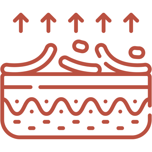 Layered cake with steam or aroma lines rising from the top.
