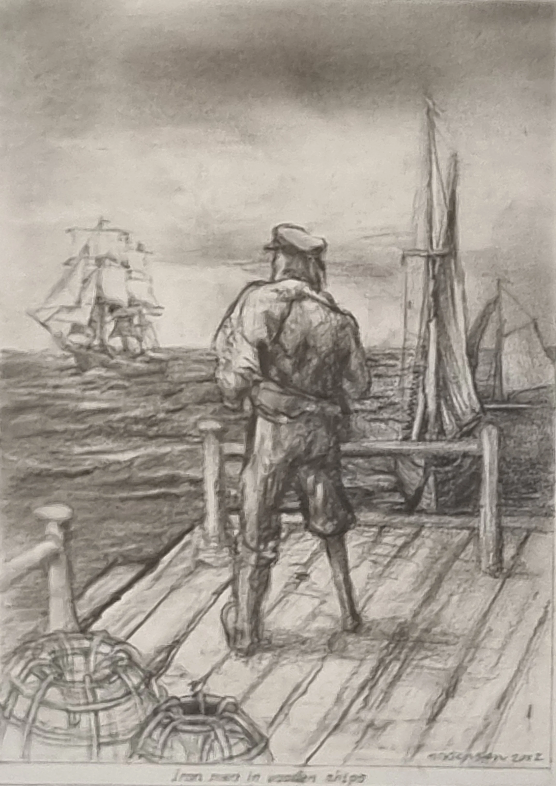 

‘Iron Men in Wooden Ships’

Graphite

30 by 23cm, 2002 
