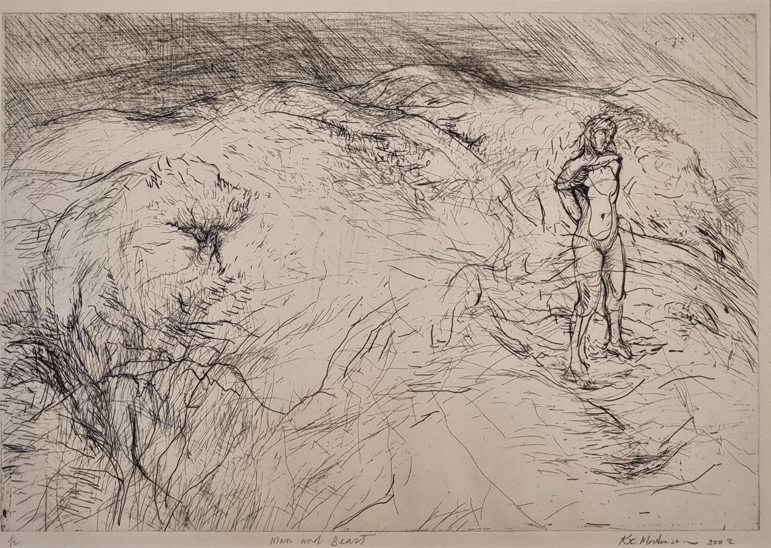 

‘Man and Beast’   

Lithograph 

30 by 44cm, 1998
