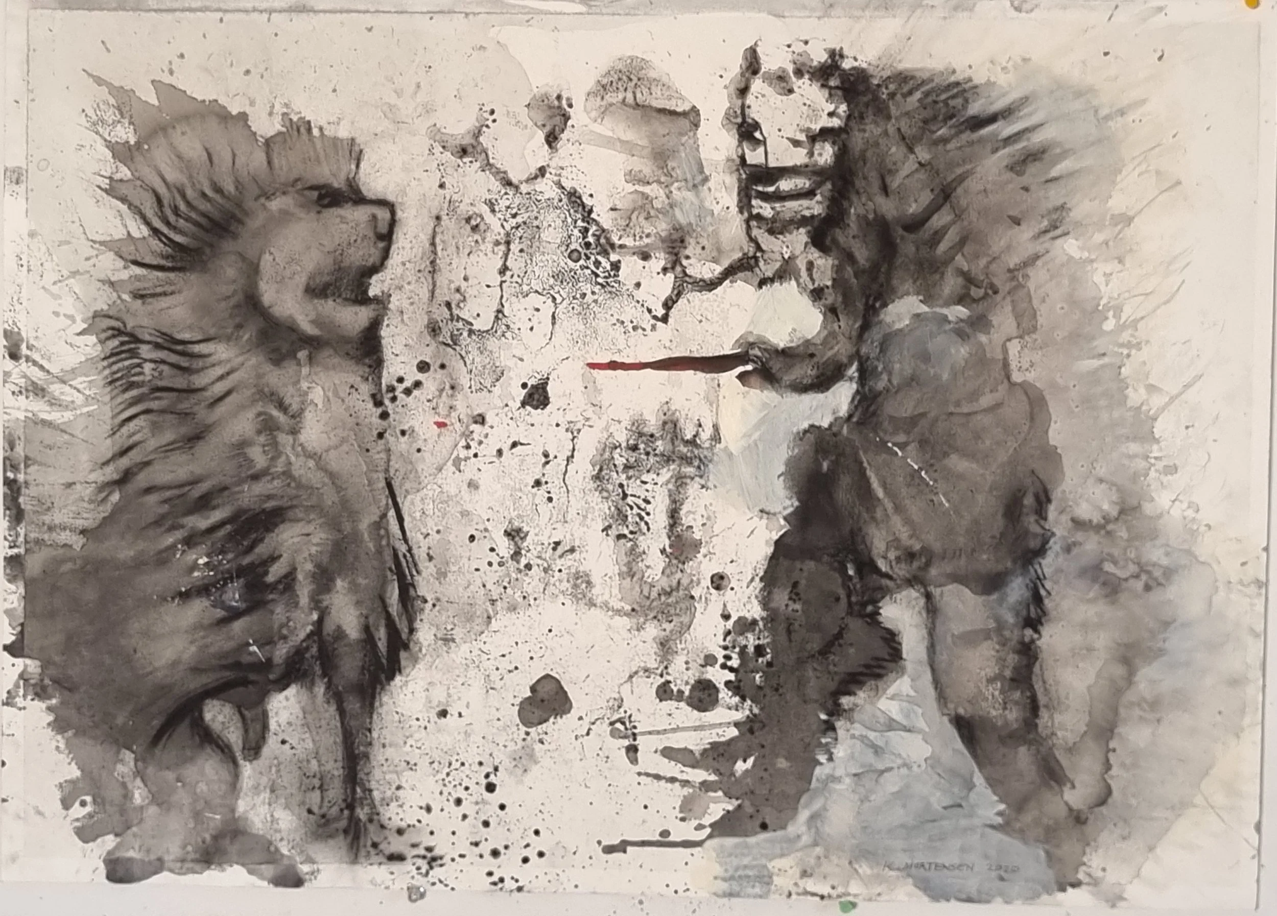 ‘Lion Fight’  

Ink

48 by 67cm, 2020 