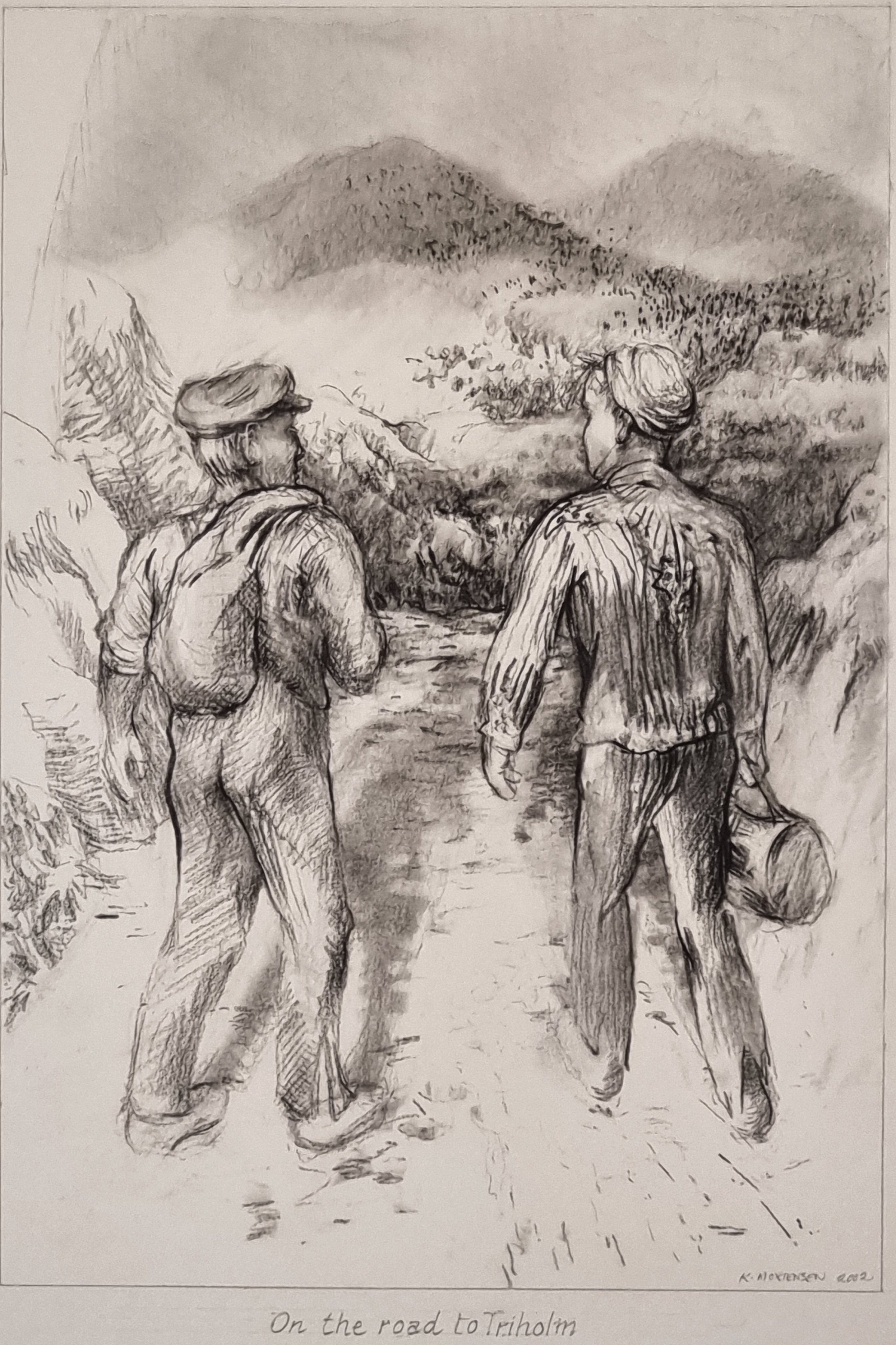 ‘On the road to Triholm’

Graphite

30 by 21cm, 2002 