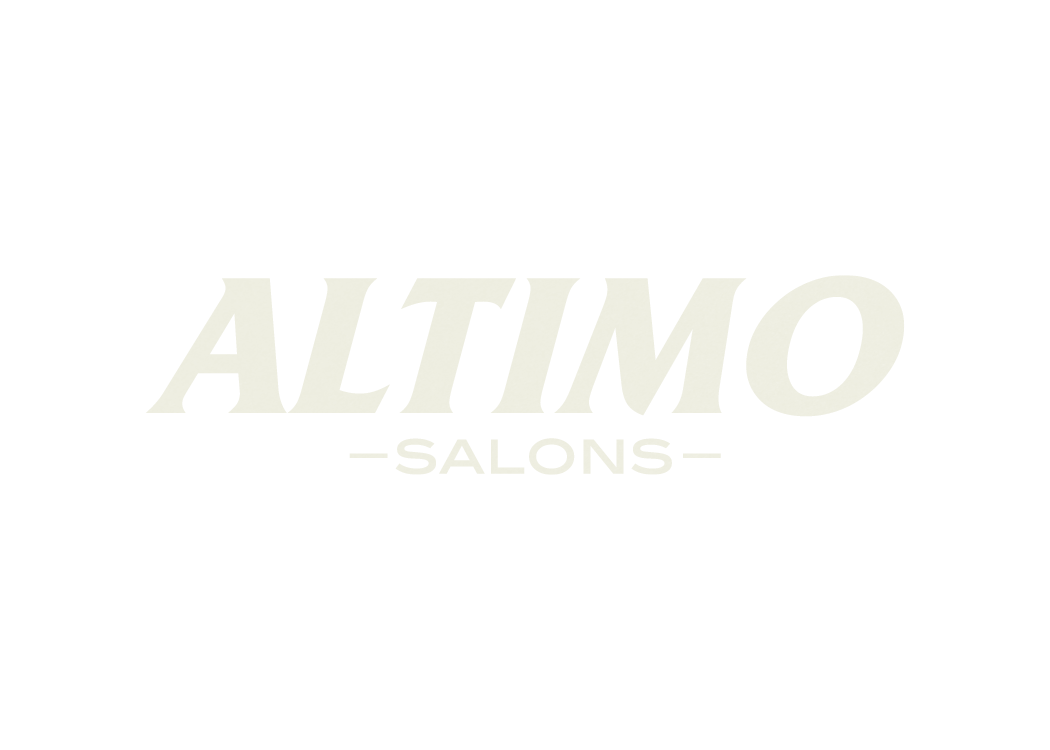 Logo for Altimo Salons with black background and white text.