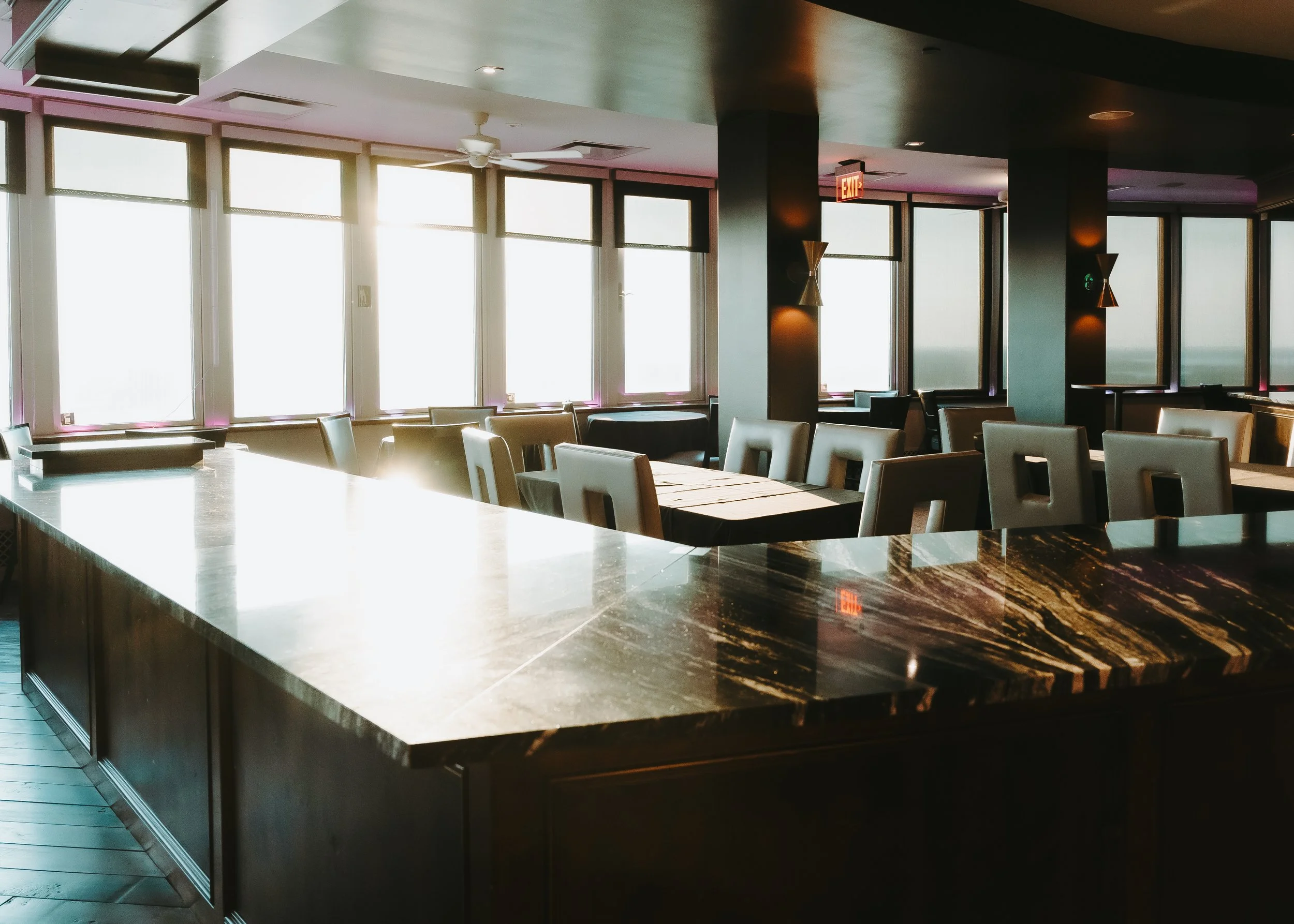 Corporate event venue Oklahoma City — Slate at Founders Tower Penthouse Lounge panoramic skyline views
