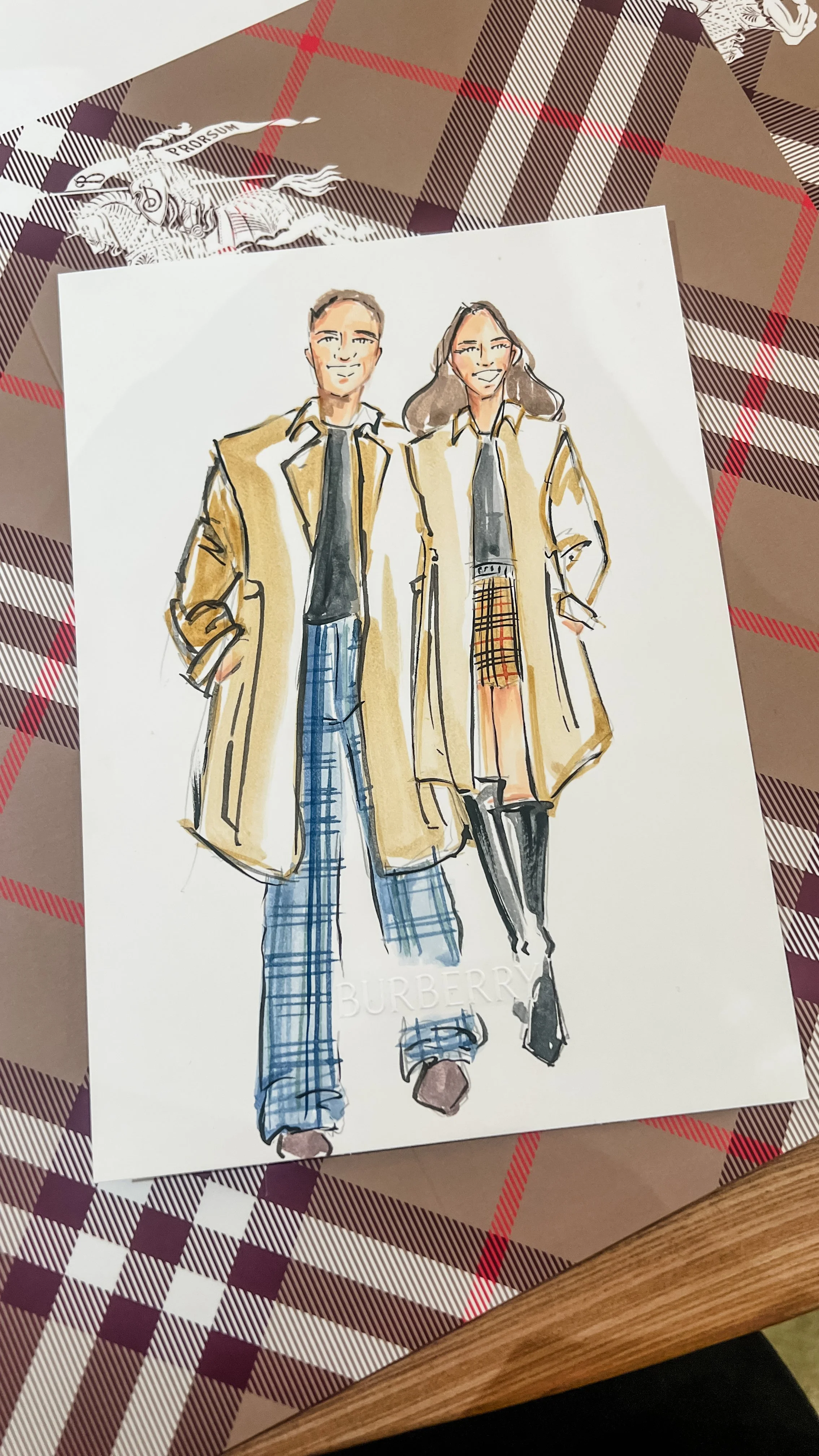 live guest portrait illustration for mother's day at Burberry store in Westfield Sydney