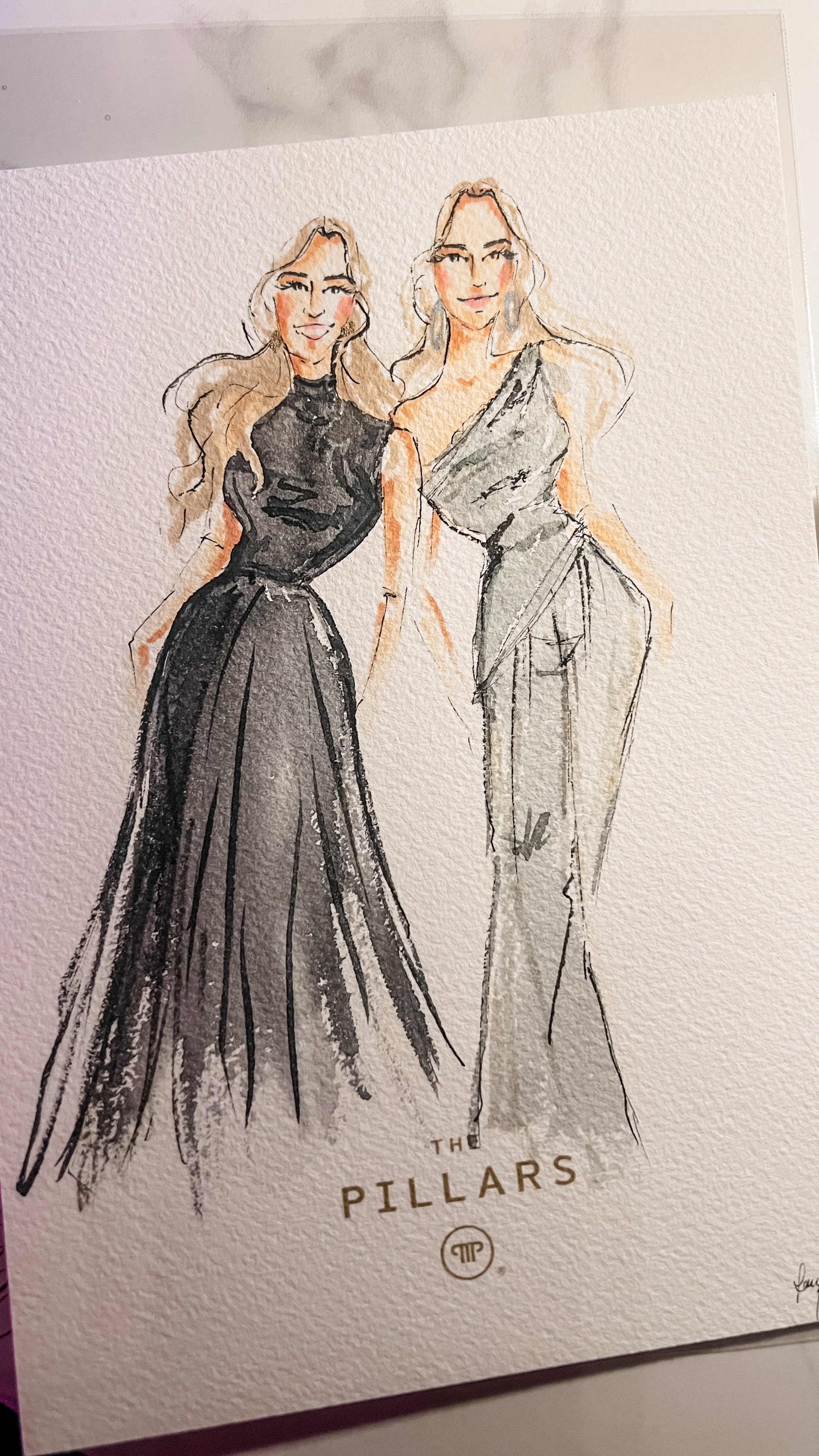 fashion illustration portrait of guests at luxury private celebration in Sydney