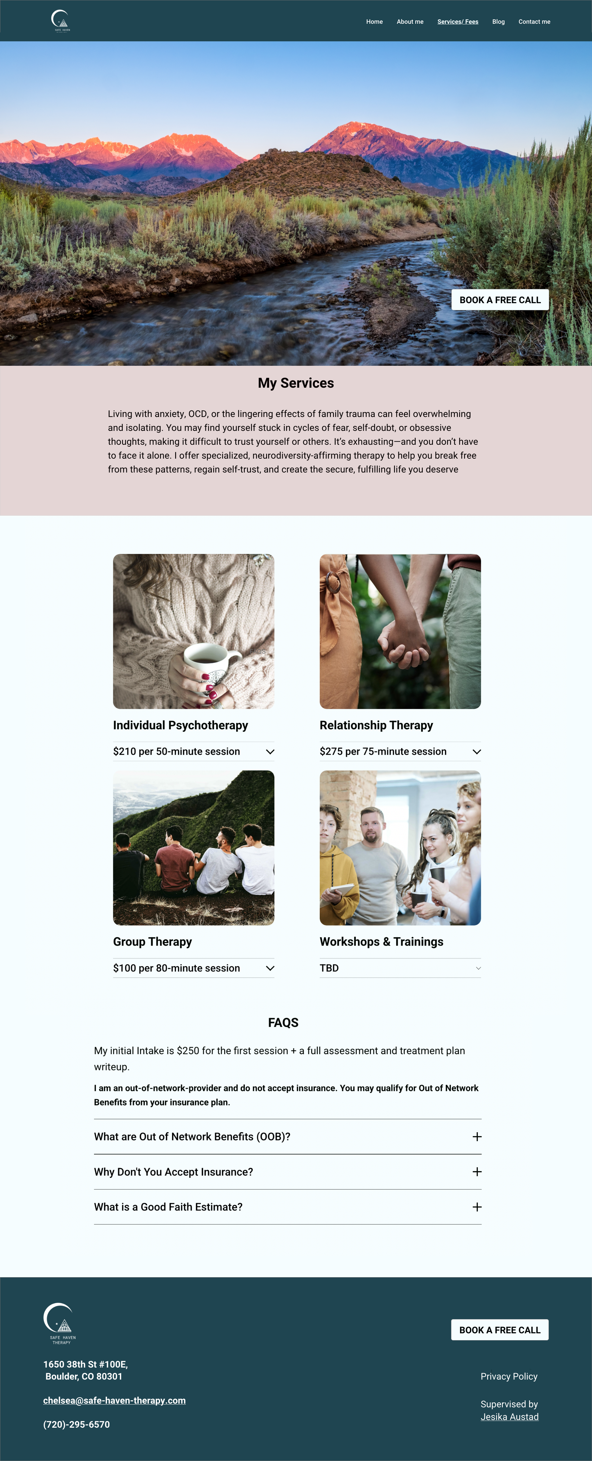 Therapy services & FAQs page