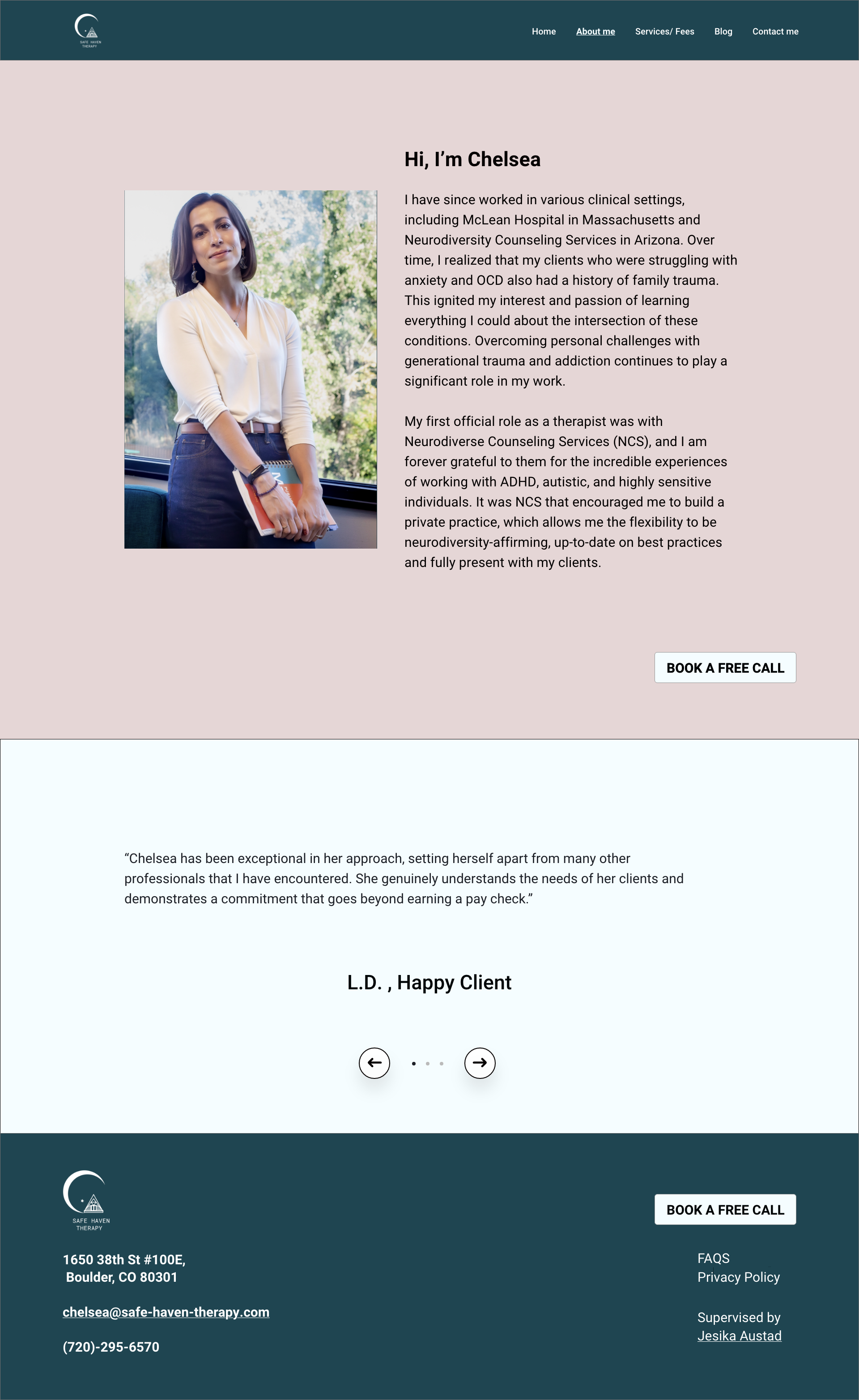 Therapist bio and client recommendations