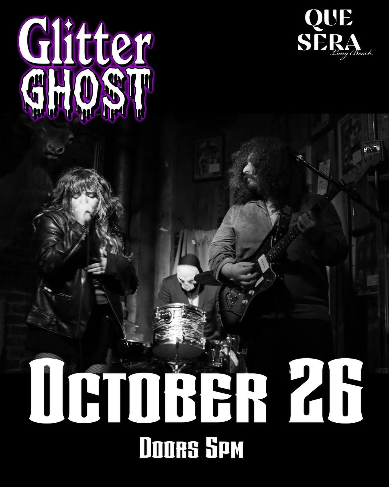 Sunday Oct 26, join us for a Halloween Metal Takeover at Que Sera featuring Glitter Ghost! 

Doors 5pm
21+ only
Stay creepy!

#halloween #metal #metalnight #metalmatinee #queseralongbeach #sundaymatinee