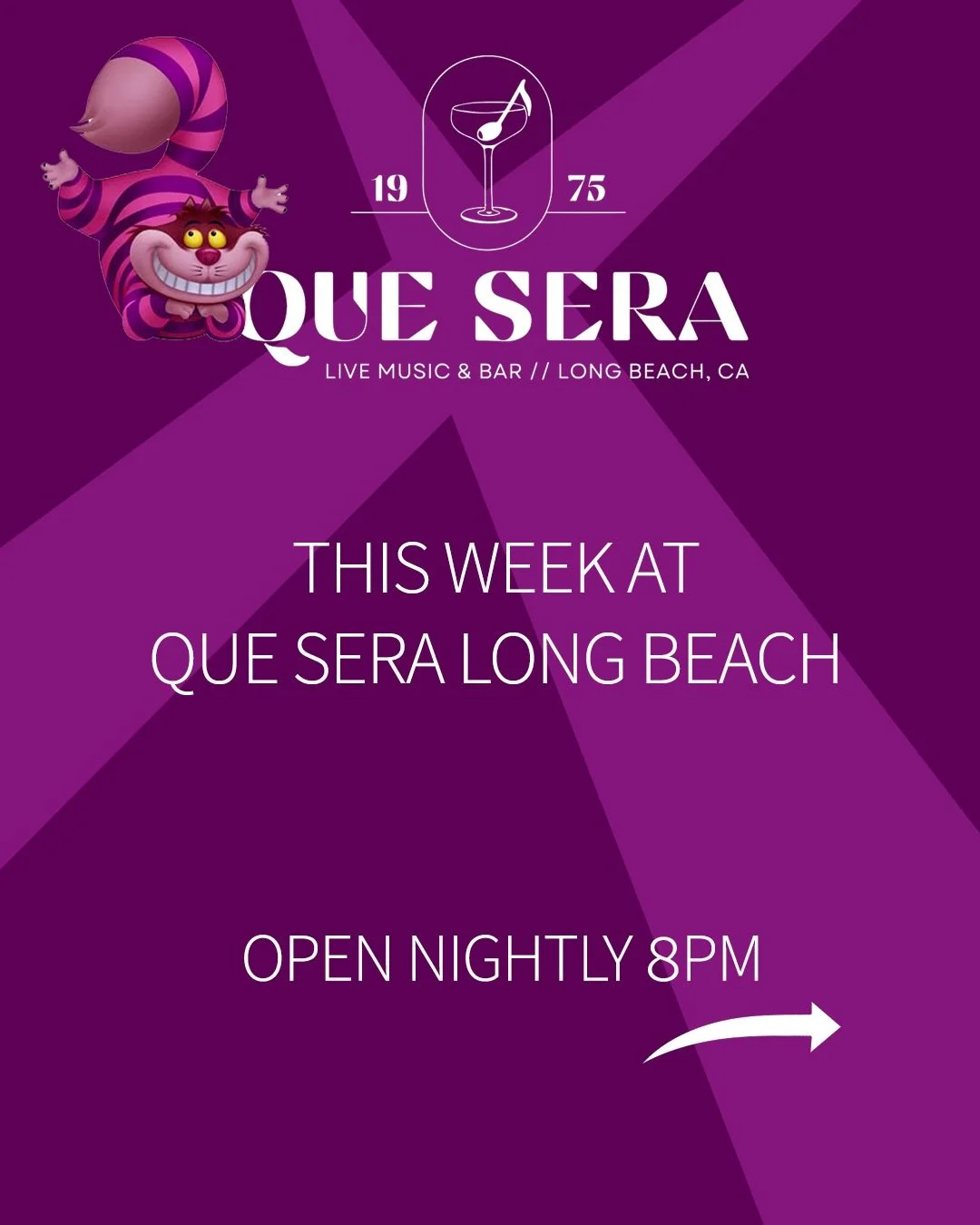 ⏳Look through the looking glass for this week&rsquo;s events at Que Sera Live Music &amp; Bar! And enjoy our Alice in Wonderland inspired drinks for the spring season! 🍷🐇🎩

🍸Monday Feb 9
Drink Specials!
Free Pool
$3 Hamms
$5 Fernet
$5 Well drinks
