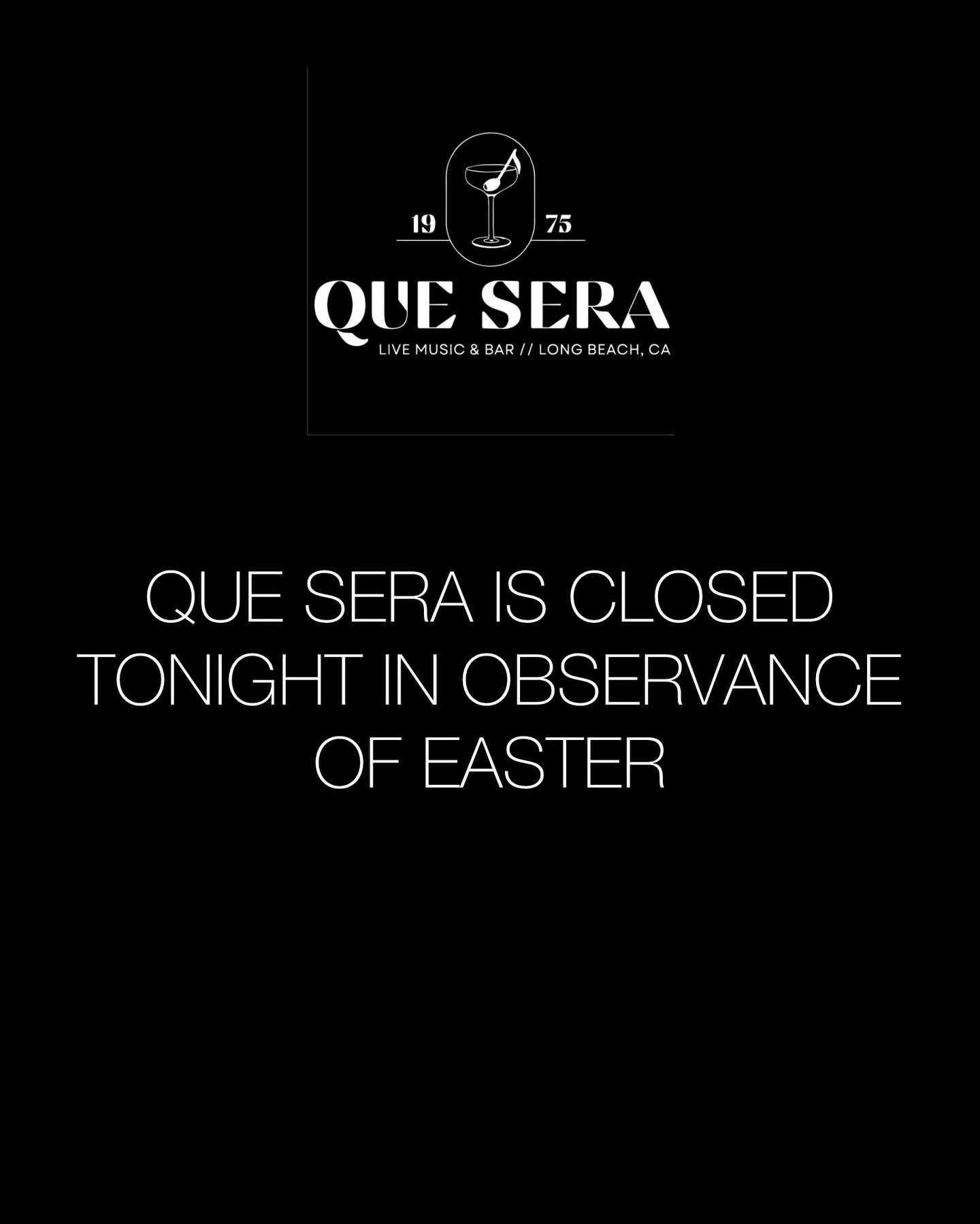 We are closed tonight for the Easter Holiday. We will reopen tomorrow for the Sublime Tribute concert at 8pm. 

#sublime #easter #queseralb