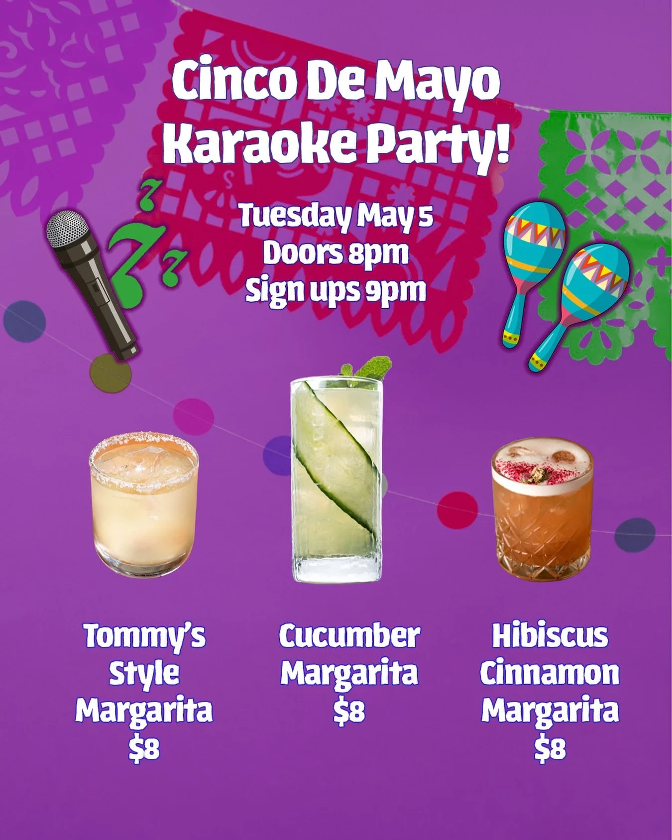 Tomorrow May 5th! Cinco de Mayo karaoke party! All levels welcome. Free entry! Custom cocktail specials! Grab one of our Cinco de Mayo inspired cocktails for just $8. 

Doors 8pm
Karaoke sign ups 9pm
21+ only

#karaokelongbeach #cincodemayo #celebrat