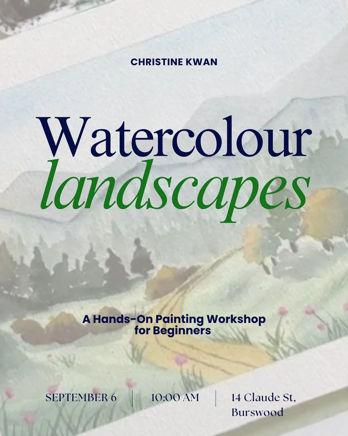 Ready to paint without the pressure of getting it perfect?

Join us on Saturday 6 September at Space For Us in Burswood for a relaxed morning of loose watercolour landscapes. This workshop is beginner friendly and all about enjoying the process. You&