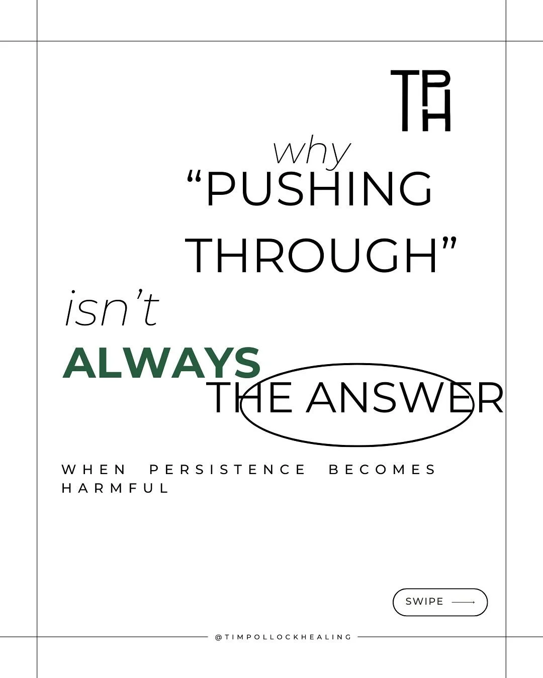 Why &lsquo;pushing through&rsquo; isn&rsquo;t always the answer 💪

We&rsquo;re conditioned to believe that persistence always pays off.

&ldquo;Just push through it.&rdquo; 
&ldquo;Mind over matter.&rdquo; 
&ldquo;No pain, no gain.&rdquo;

But somet